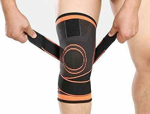 Knee Brace Compression Sleeve Support DCF Cross Wraps Anti-Slip 1 Leg (Orange-A)