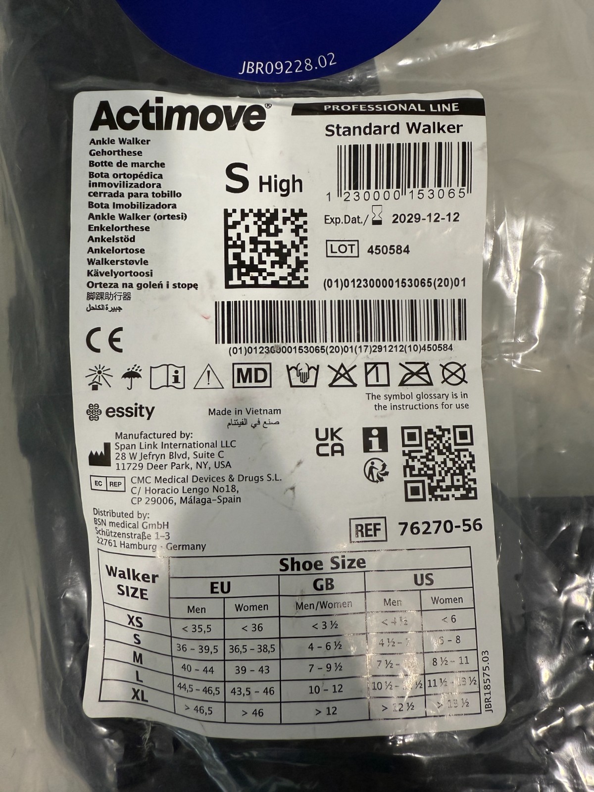 Actimove Pro Line Standard Walker Boot High Left or Right Leg Small / Large BNIB