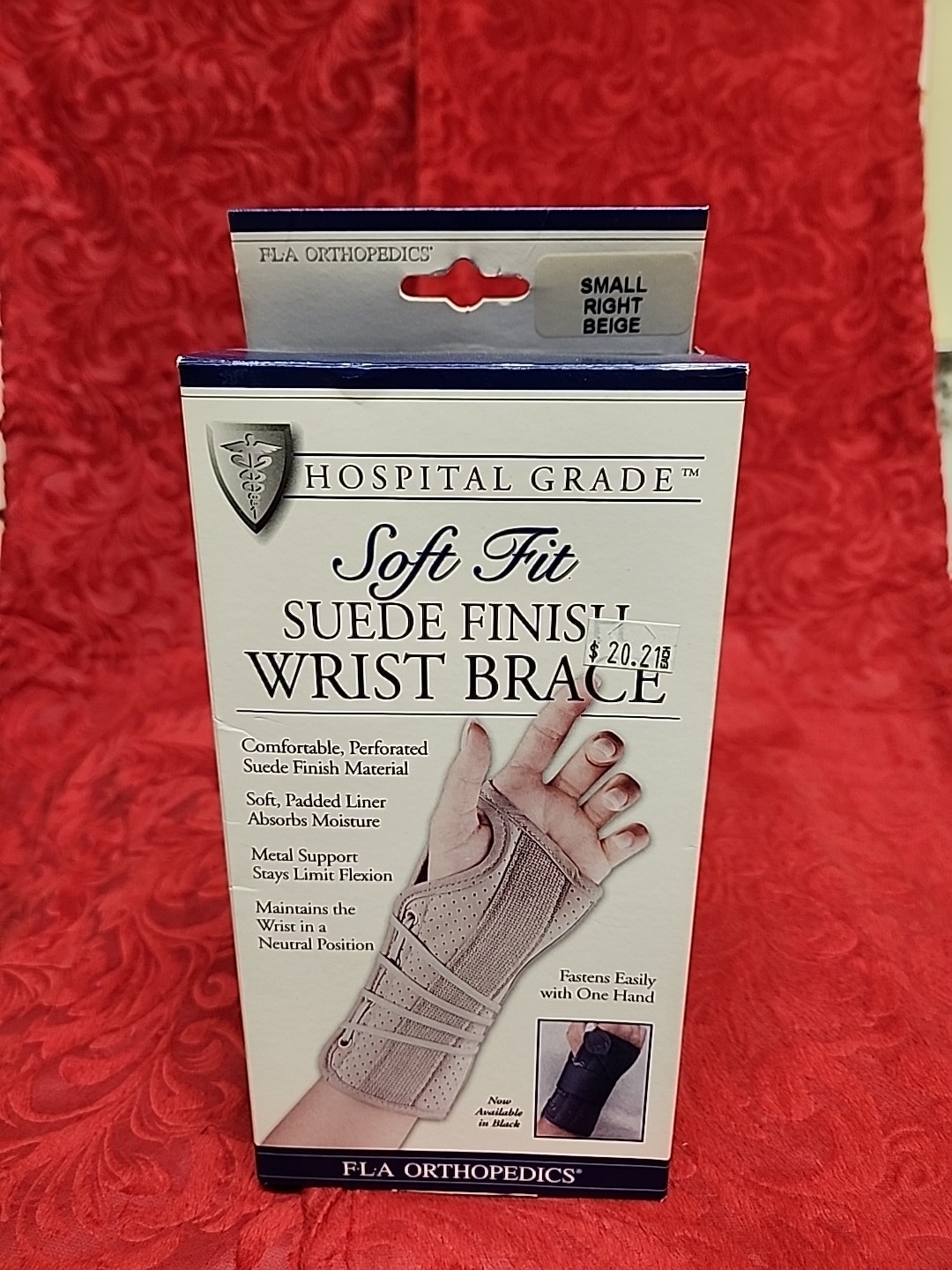 FLA Orthopedics Soft Fit Suede Finish Wrist Brace Small Right Beige New In Box