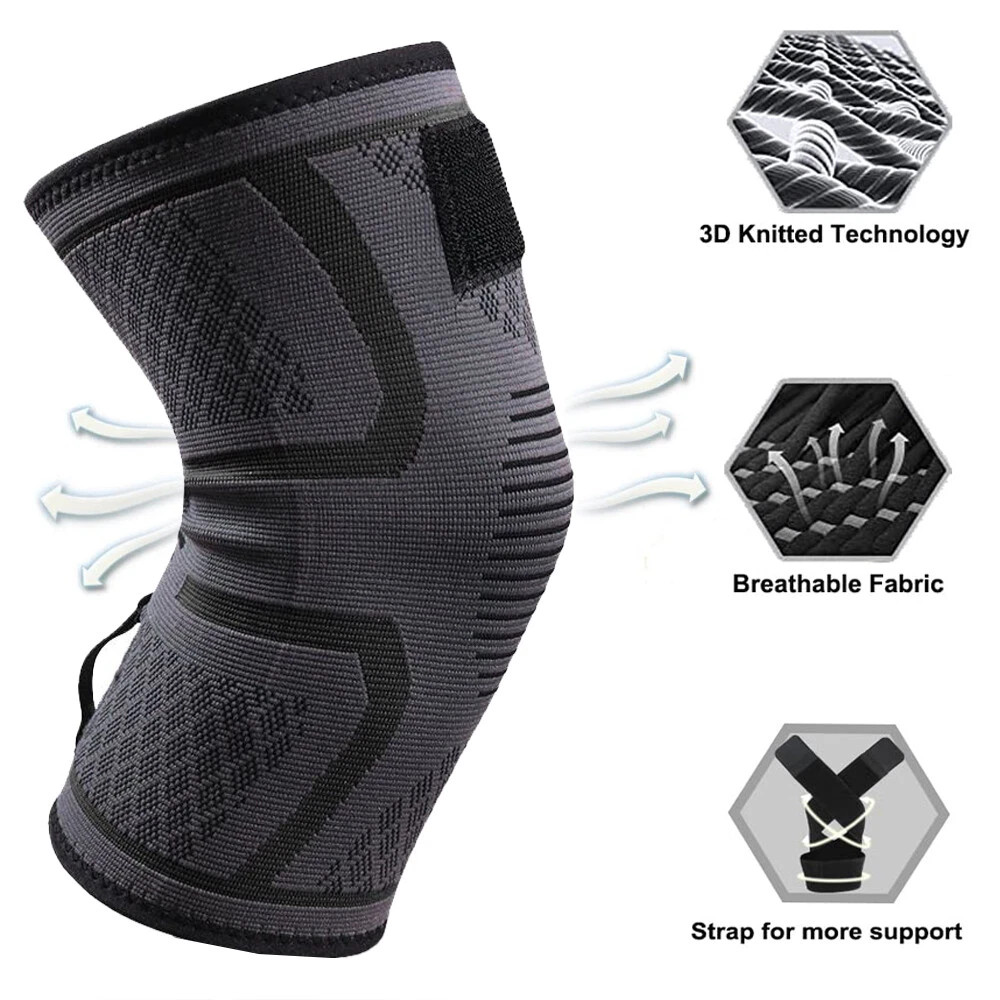 2PCS Knee Brace Compression Sleeve w/ Strap Pain Relief Knee Support Arthritis