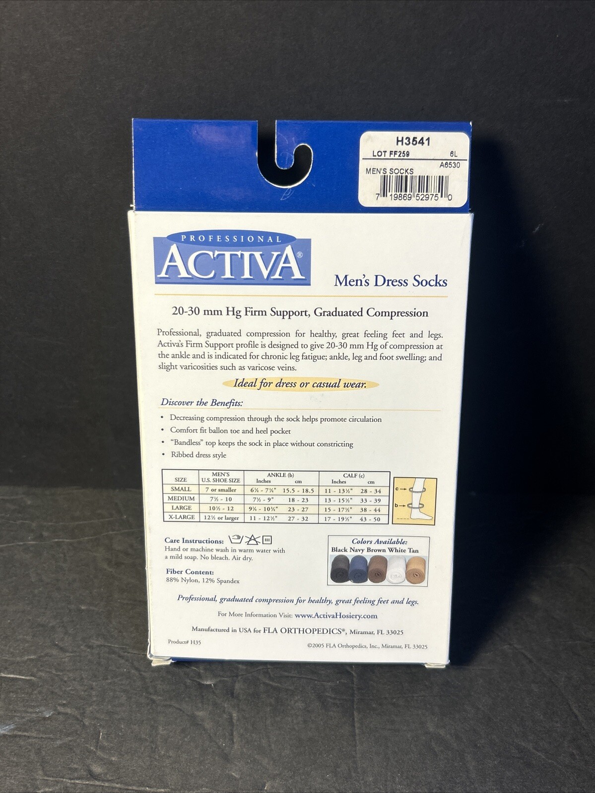 ACTIVA DRESS SOCKS Men 20-30mmHG Graduated Compression, Firm Support Small Navy