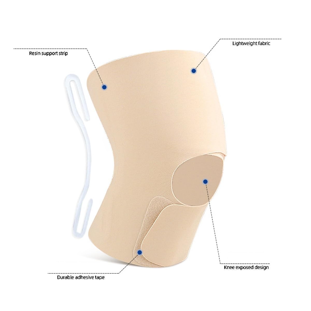 Knee Brace with Side Stabilizers, 1 PC Ultra-thin Compression Black