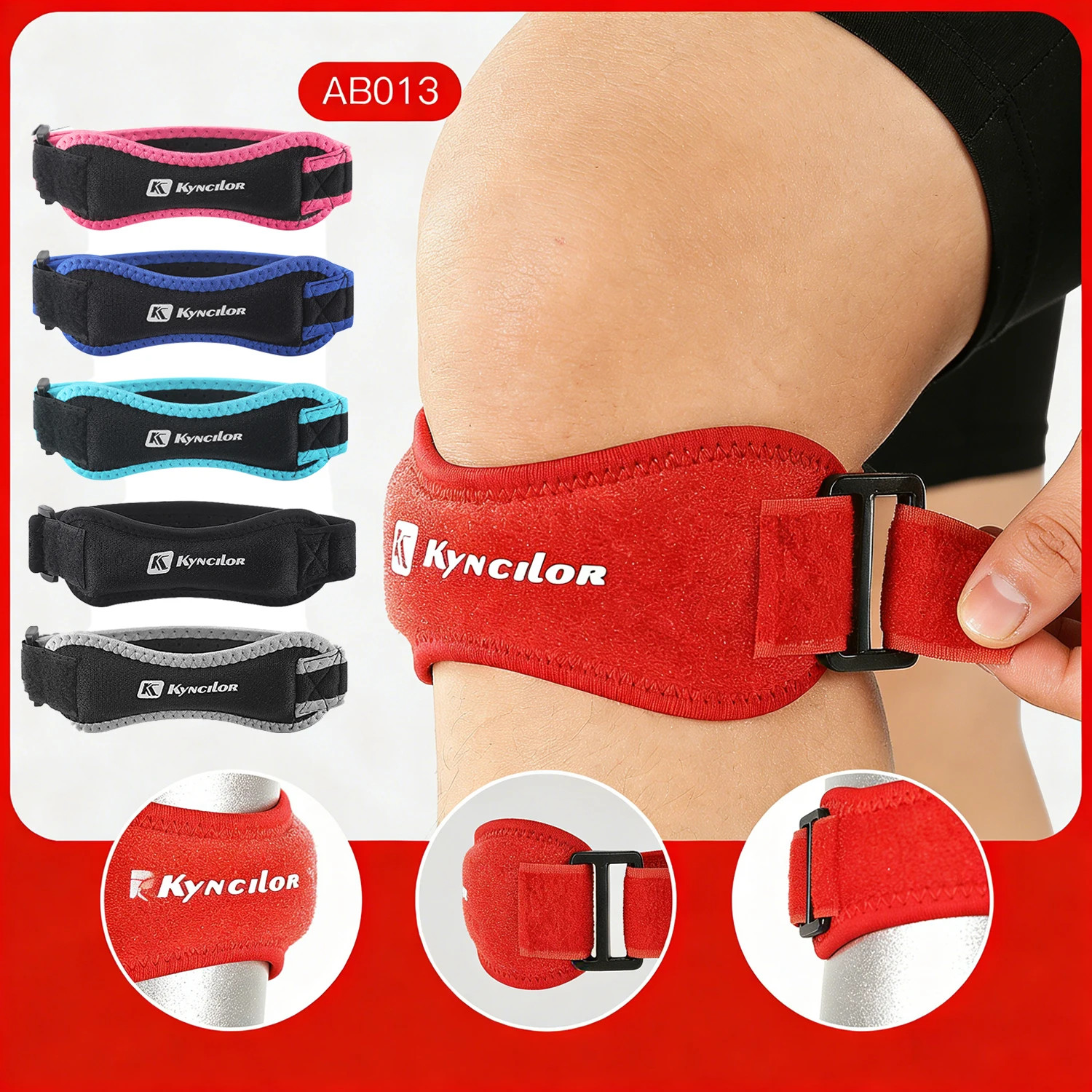 1 Piece Knee Patellar Tendon Knee Support Strape Brace Adjustable Shock Absorpti