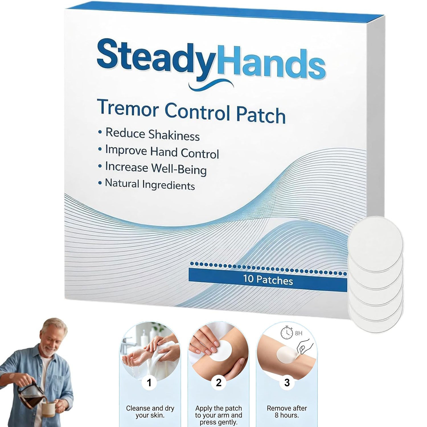 Steadyhands Tremor Control Patch, Steady Hands Control Patch – Hand Stabilizer