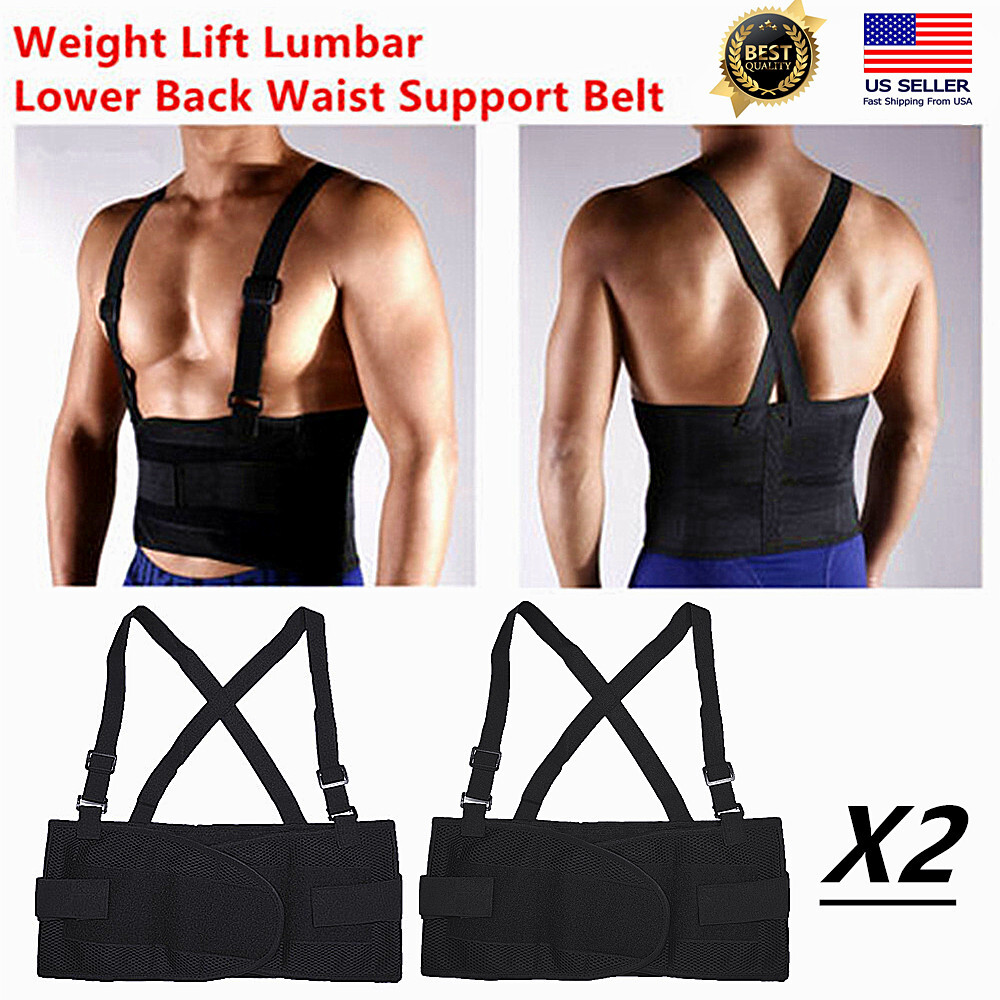 2 Pack Weight Lift Lumbar Lower Back Waist Support Belt Brace Suspender Work