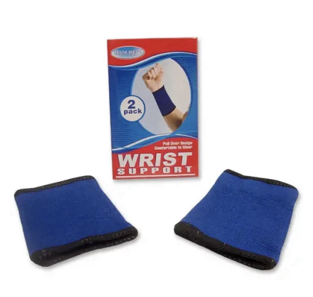Wrist Support 2-Pack One-Size-Fits-All Elastic Soft-Fabric Sleeve Blue