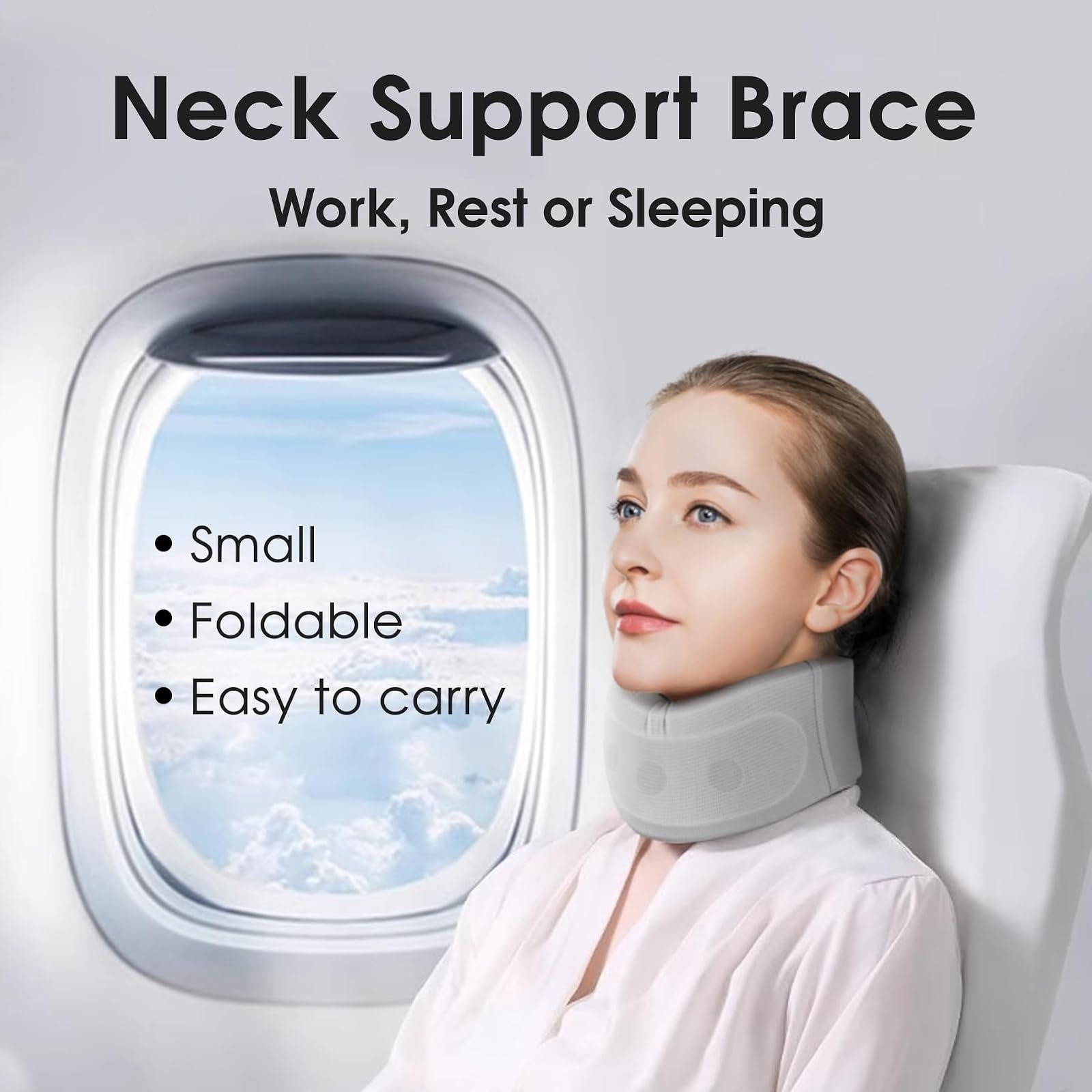 RESTCLOUD Neck Brace for Pain Relief, Adjustable Cervical Collar, Gray