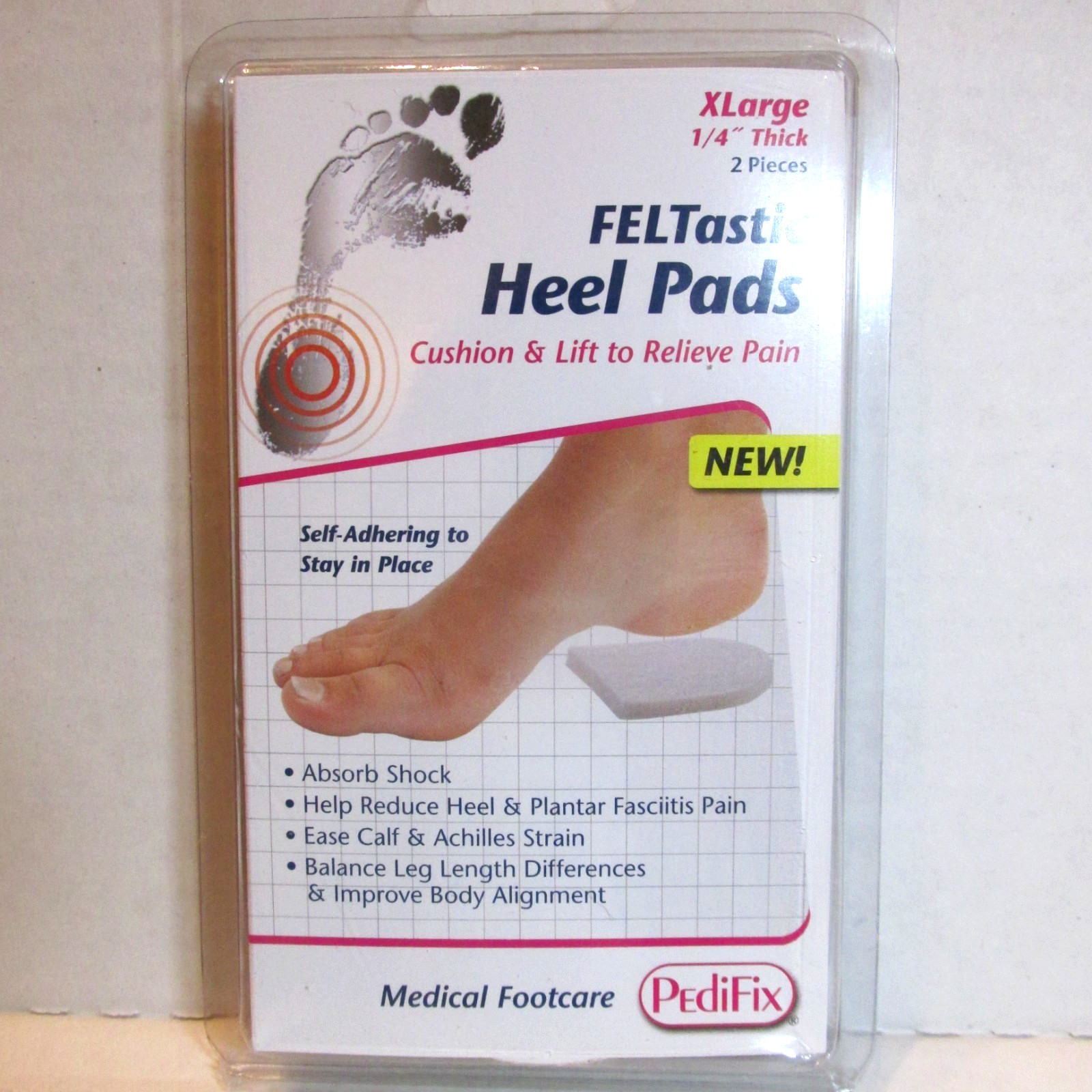 PediFix Heel Pads Feltastic 1 Pair Size XL Cushion and Lift Pain Relief New