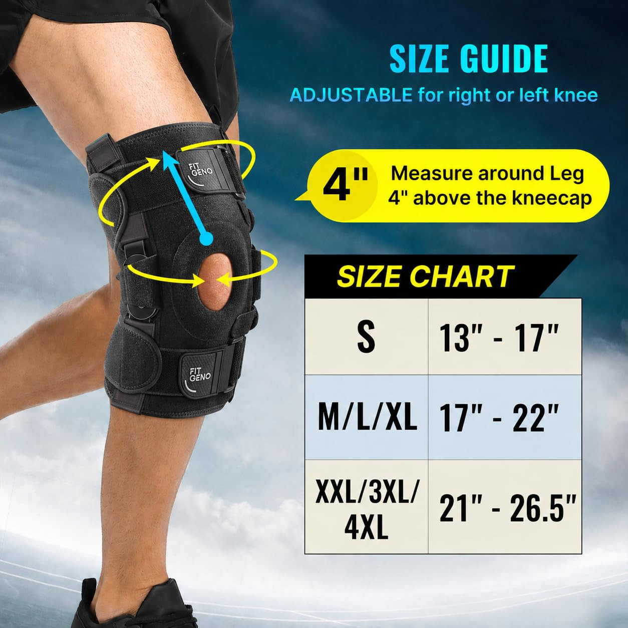 Hinged Knee Brace for Meniscus Tear: Adjustable Knee Support for Knee Pain W/Sid