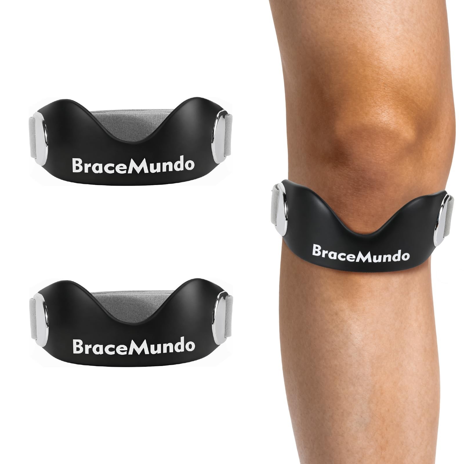 2 Pack Adjustable Knee Strap for Jumper’s Knee, Tendonitis, Arthritis Relief – N
