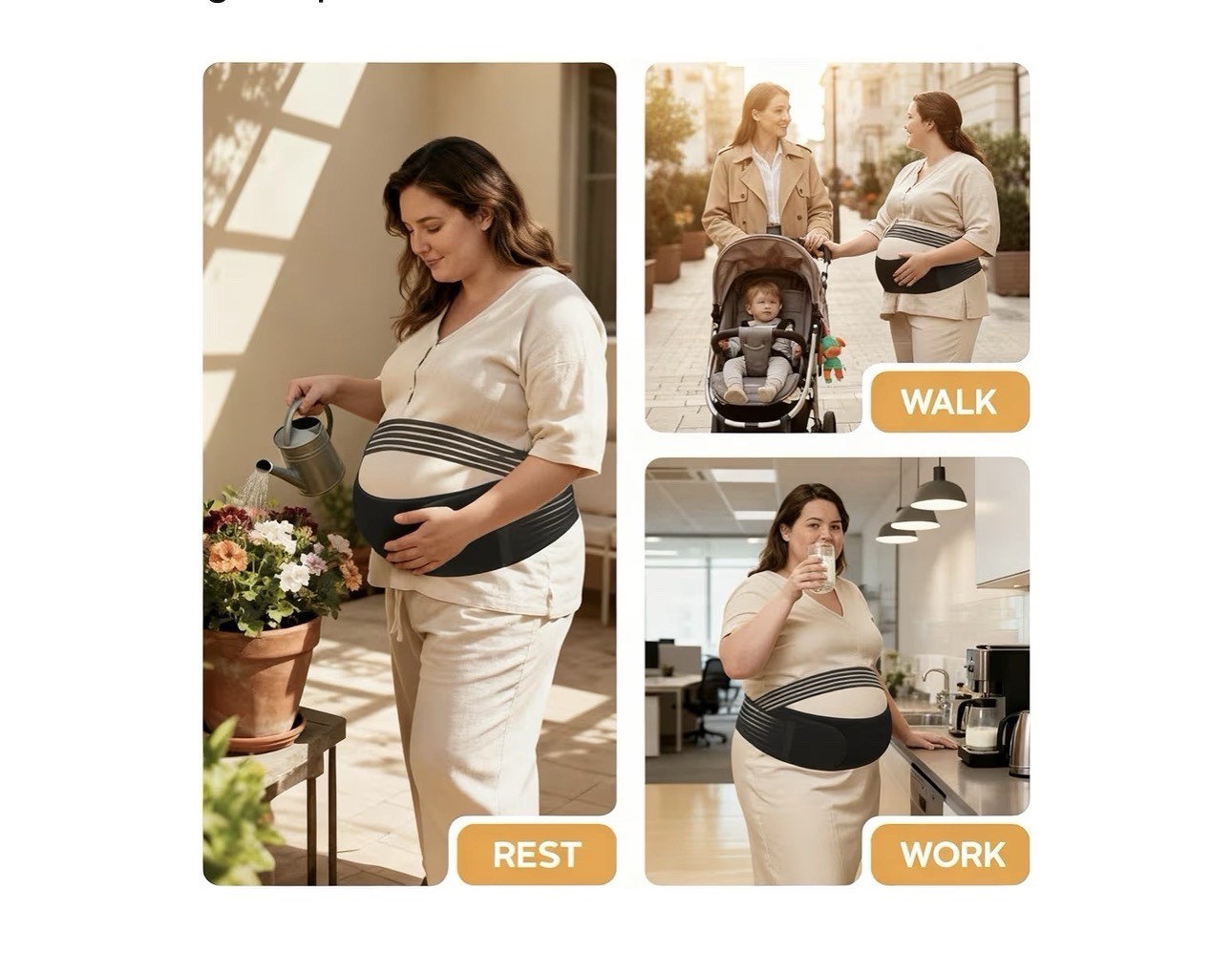 Adjustable Maternity Abdominal & Back Support Belt Black 3XL-4XL