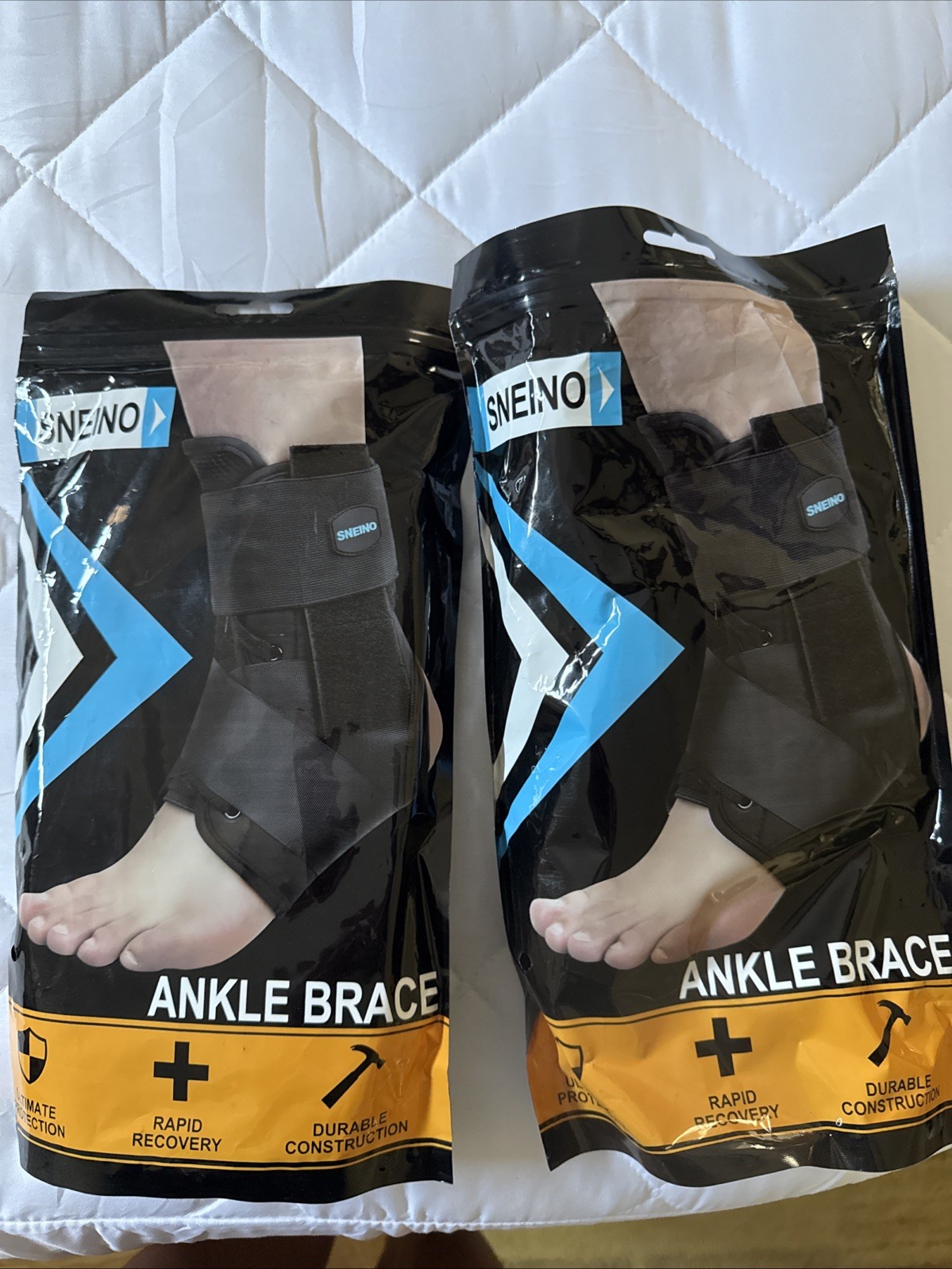 SNEINO Unisex Ankle Brace Adjustable, 2 Braces, Women’s Large