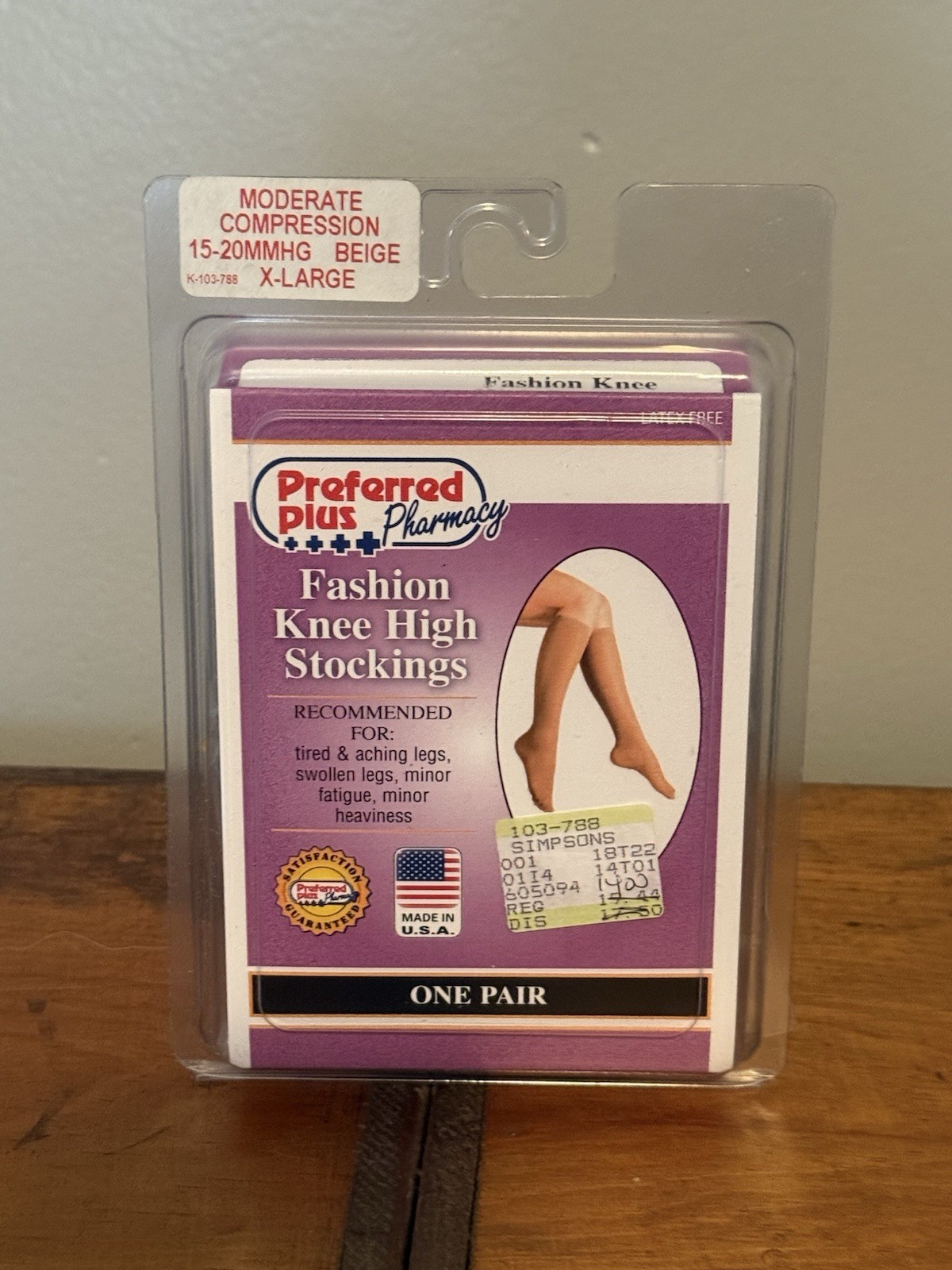 Preferred Plus Women’s Fashion Knee High Stockings Moderate Compression XL Beige