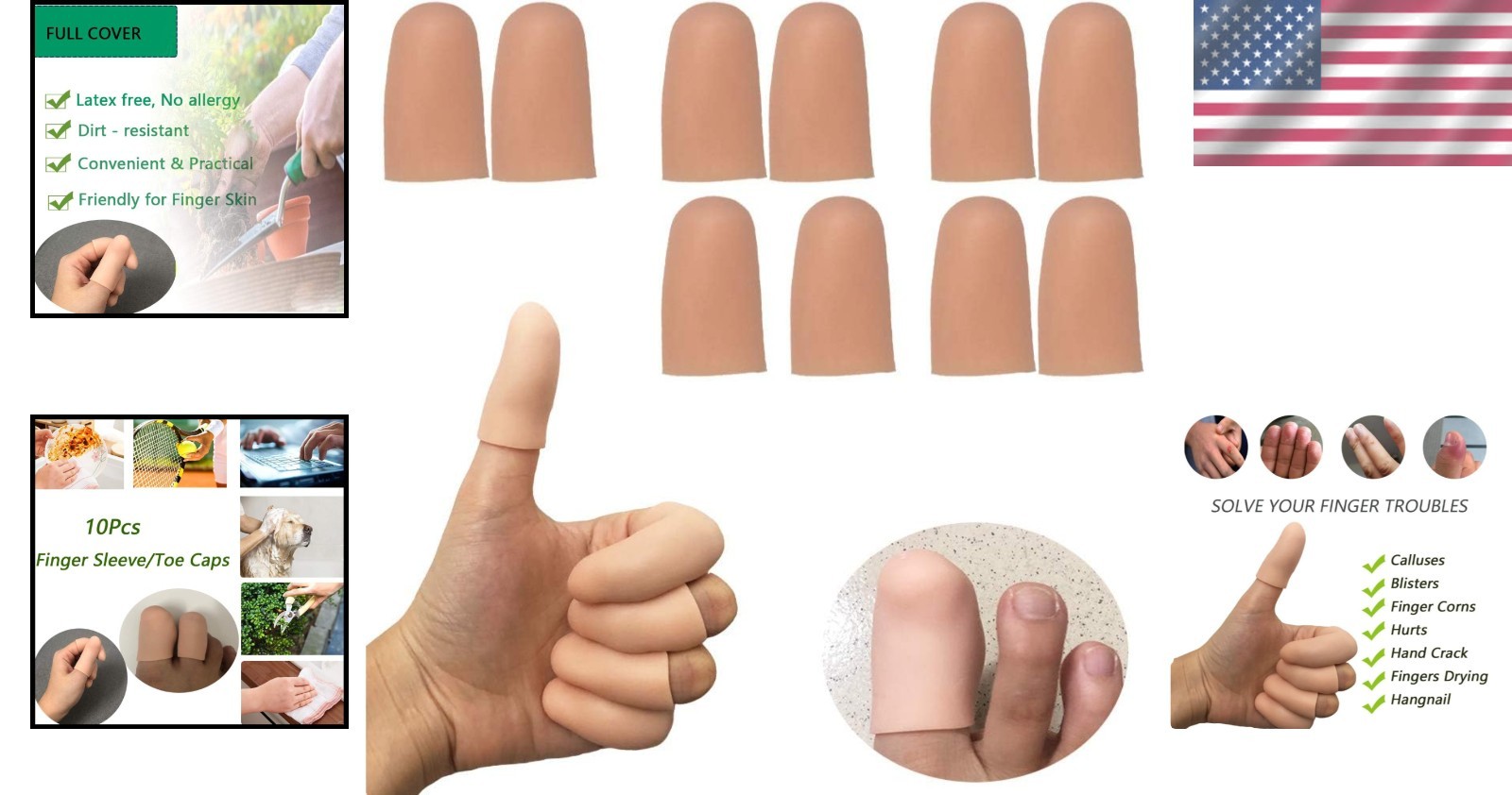 Soft Silicone Finger Protectors – 10 Count for Pain Relief & Daily Activities
