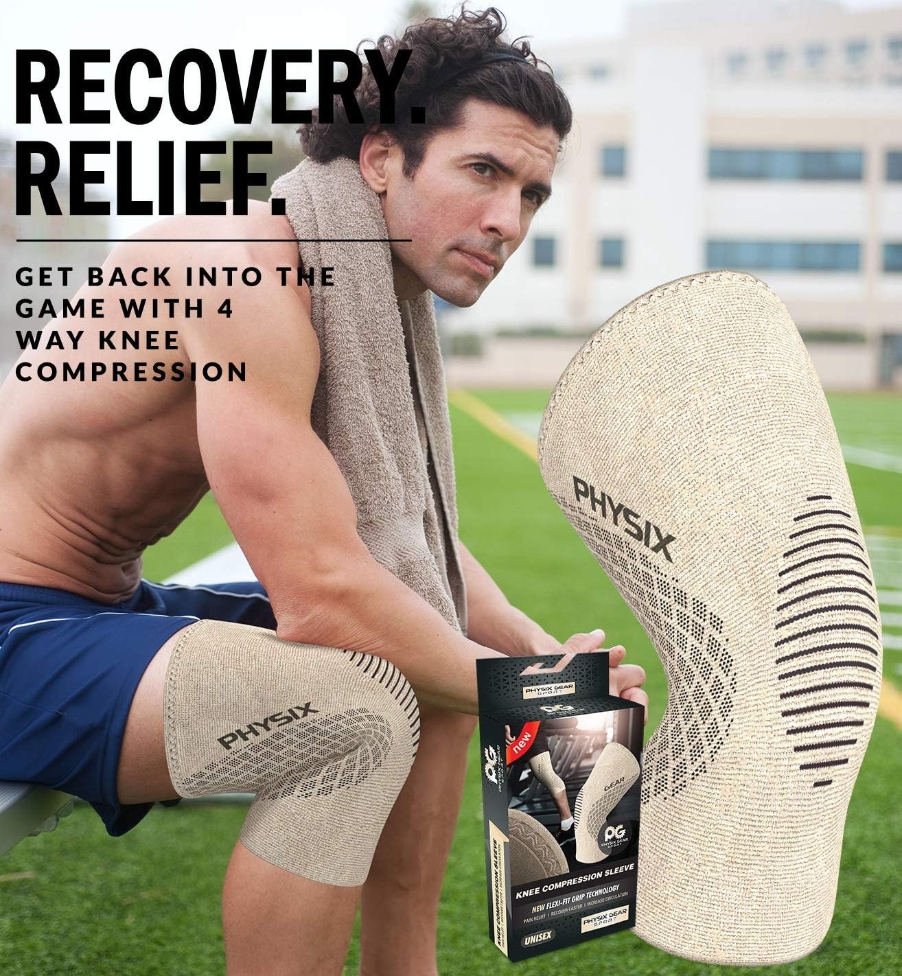 Physix Gear Knee Compression Sleeve for Men & Women Best Compression Knee Brace