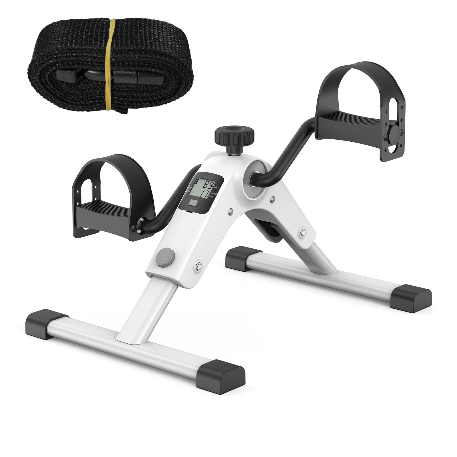 MOMODA Under Desk Bike Pedal Exerciser with LCD Display Portable Mini White
