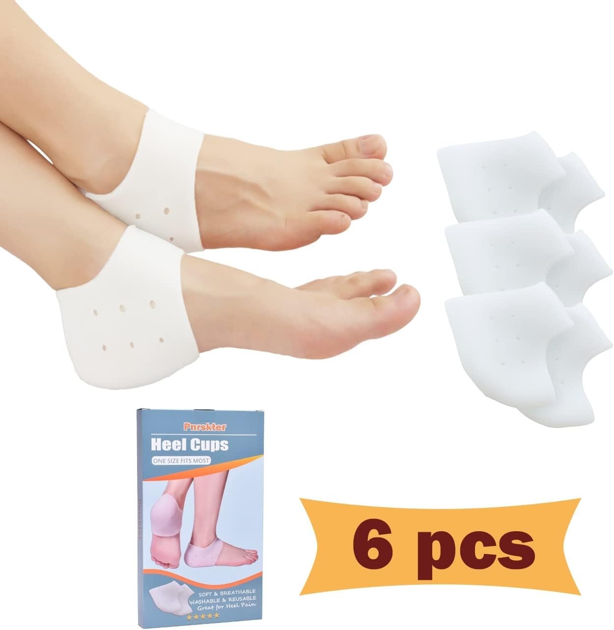 Washable Gel Heel Cups – 3 Pairs for Achilles Tendonitis Relief & Comfort