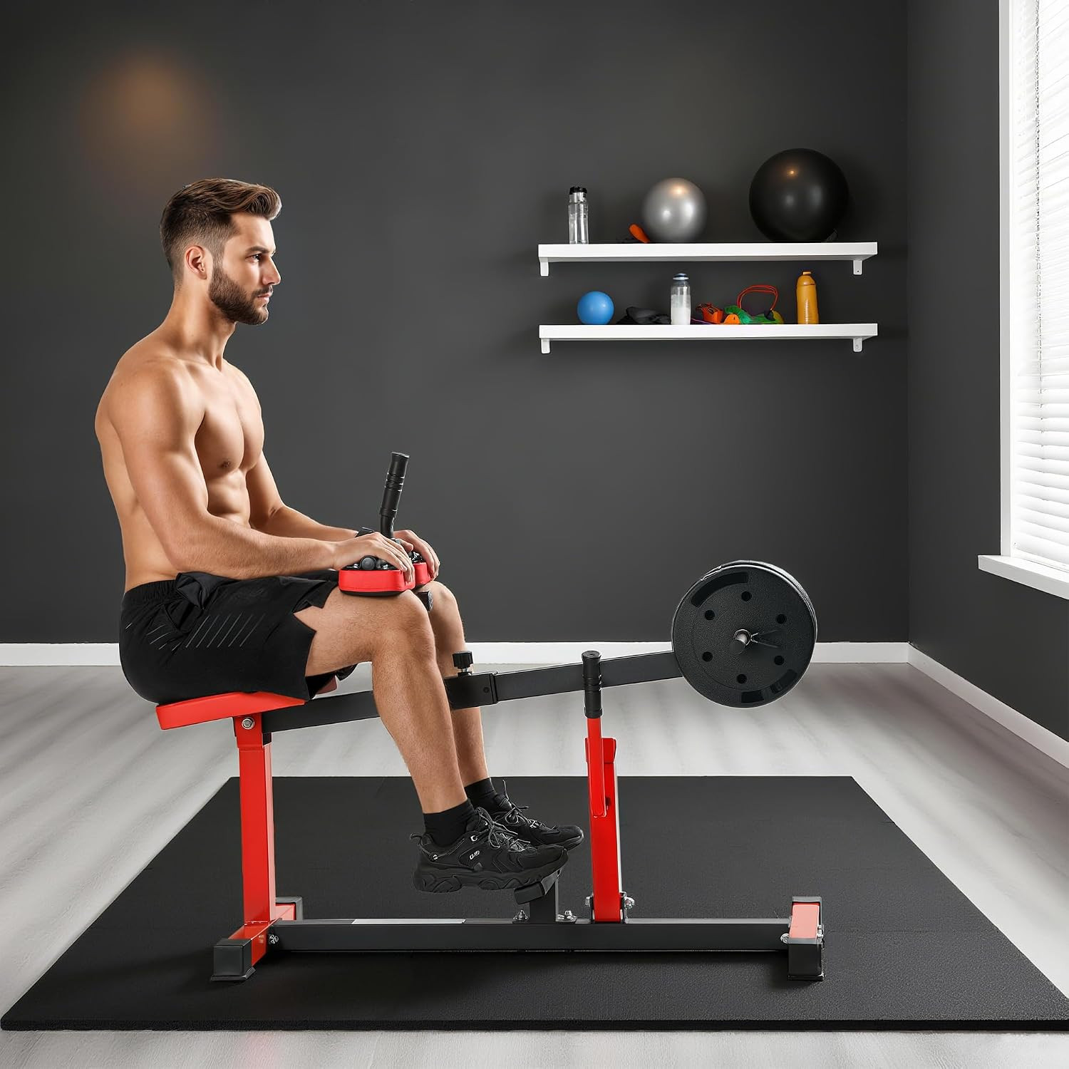 Soozier Seated Calf Raise Machine, Adjustable Calf Machine Leg Extension, for Ho