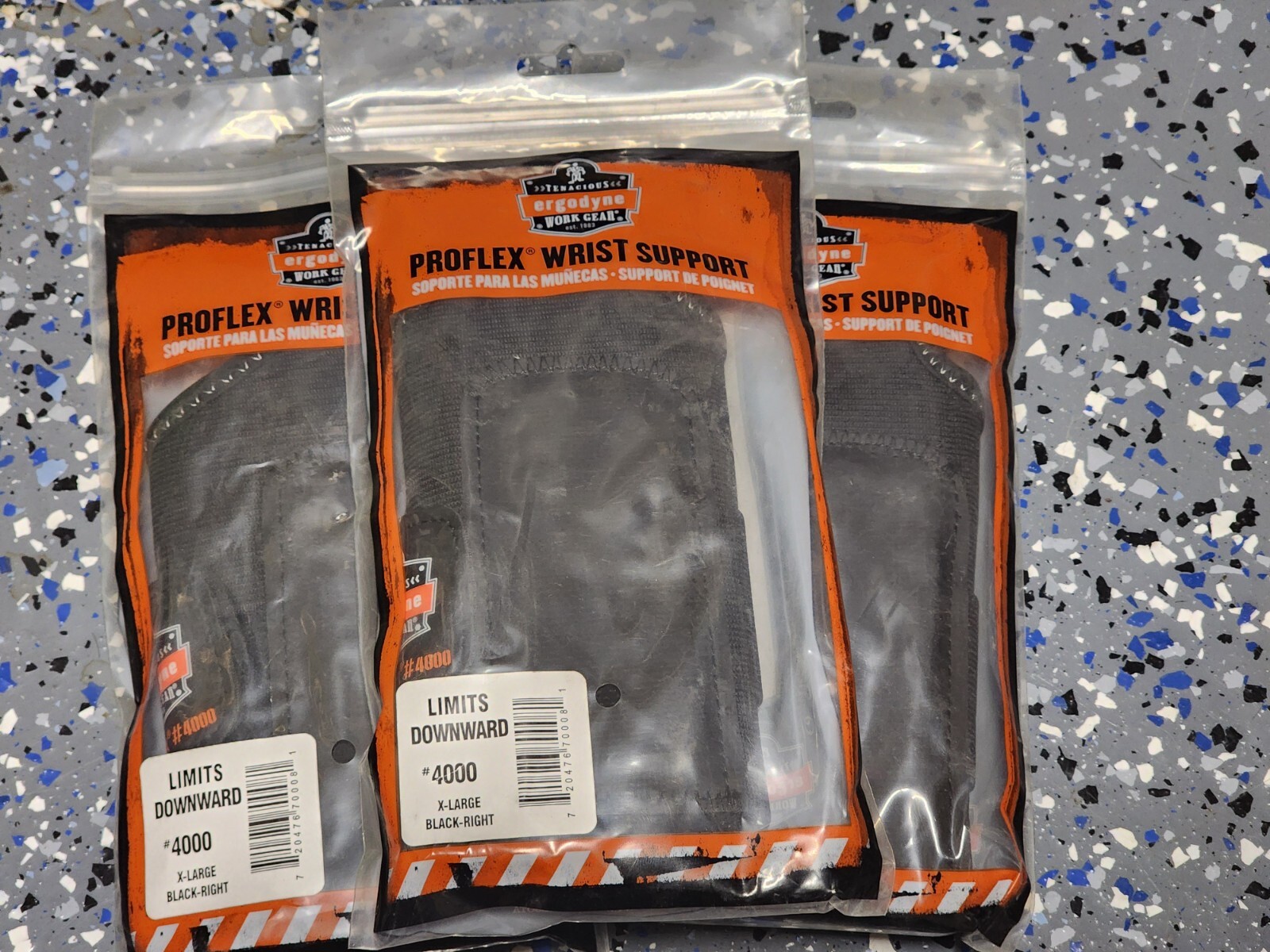 BNIP ERGODYNE Proflex Wrist Support Limits Downward # 4000 XL Black Right