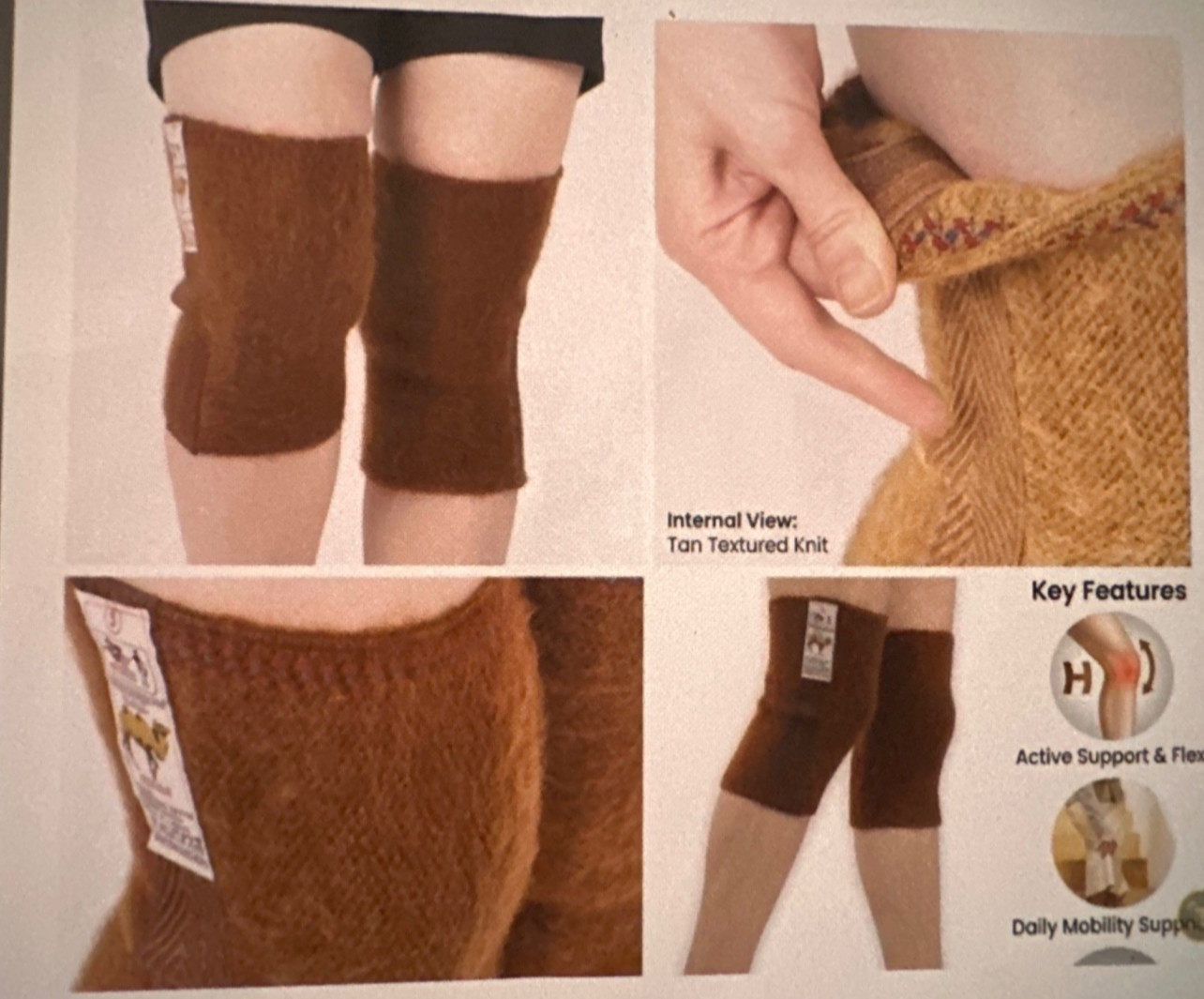 Natural Camel Hair Knee Warmer Thermal Support Brace Sleeve Men Women Joint Pain