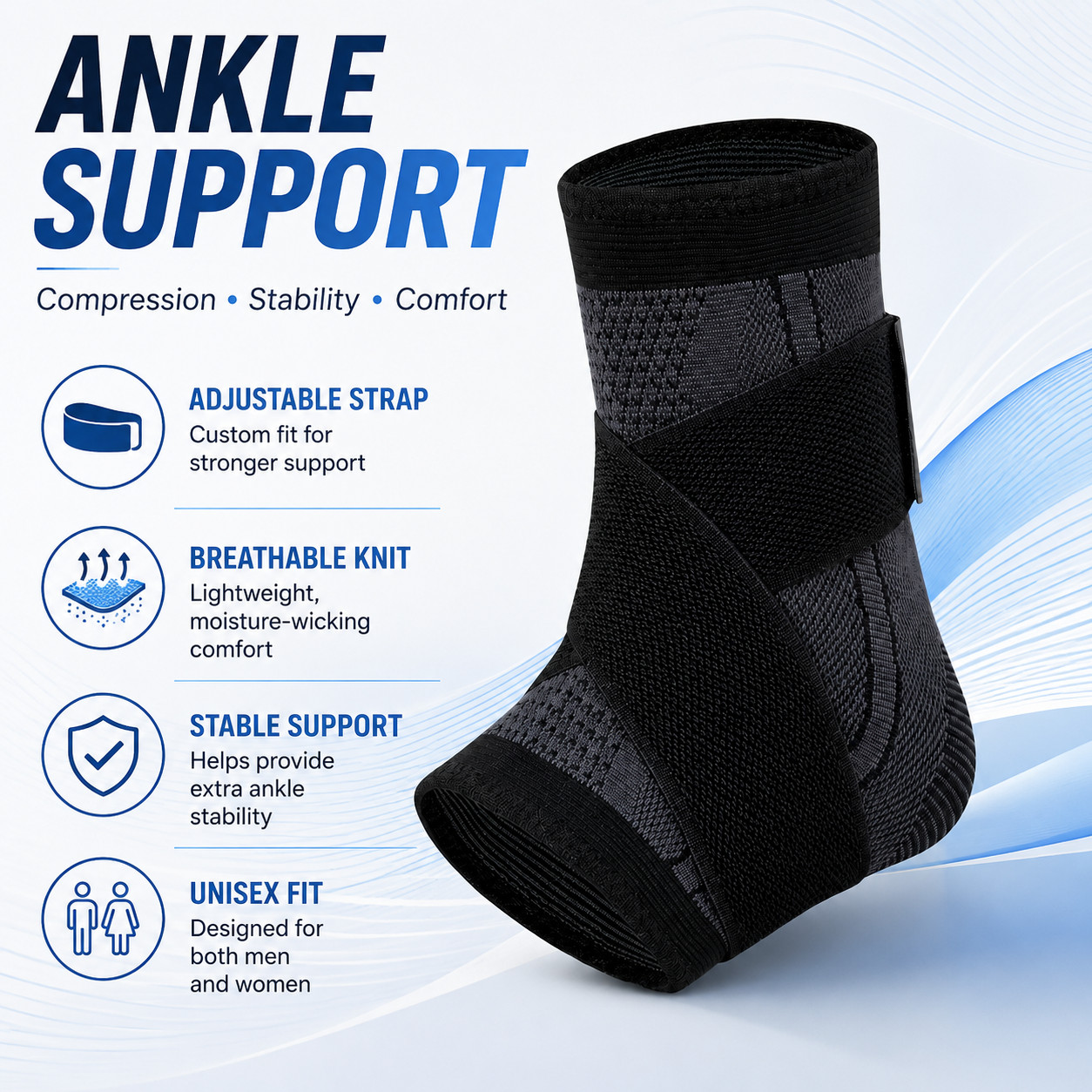 Ankle Support Brace Compression Sleeve Plantar Fasciitis Pain Relief Foot Wrap