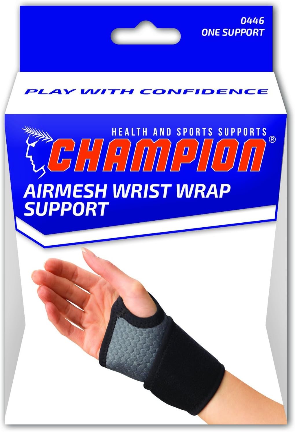 Champion Wrist Wrap Support, Universal Fit, Airmesh Fabric, Grey,