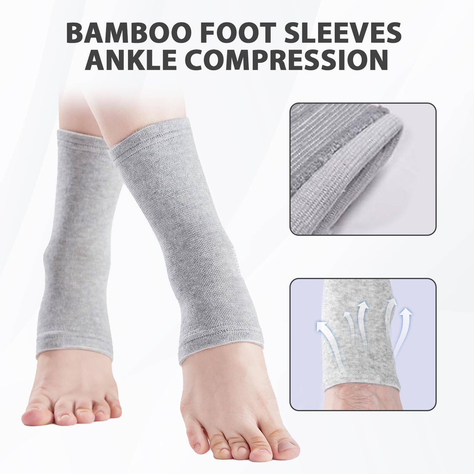 2 Pairs Bamboo Compression Socks, Soft Bamboo Foot Ankle Sleeves, Suitable fo…