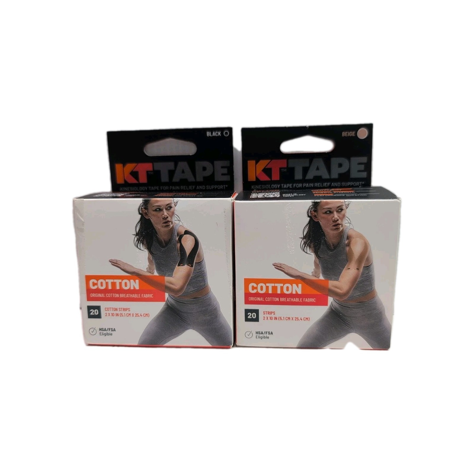 KT TAPE Original Cotton Elastic Kinesiology Therapeutic Tape 1 Black 1 Beige