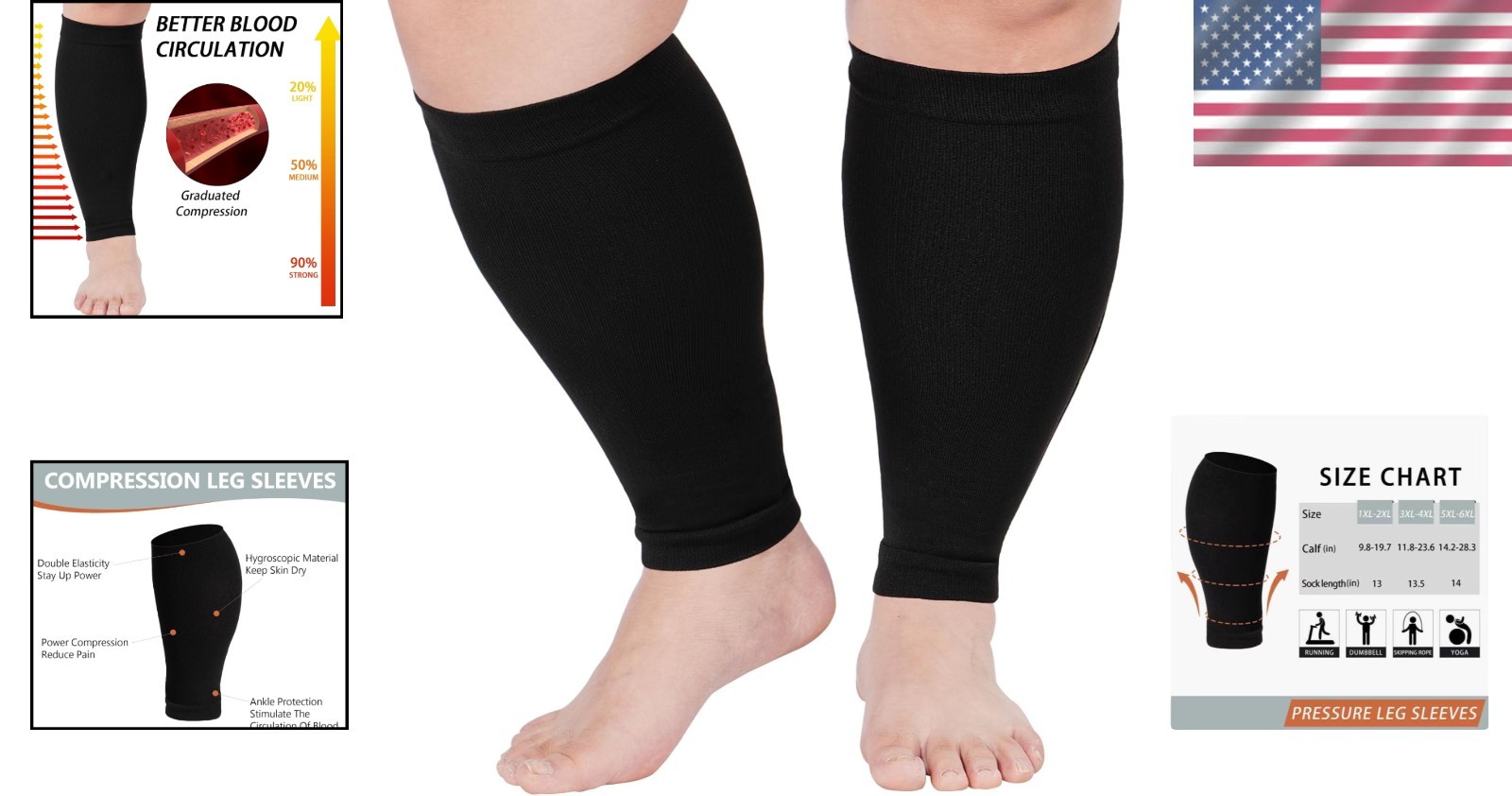 Plus Size Compression Sleeves for Calves Women Wide Calf Compression Legs Sle…