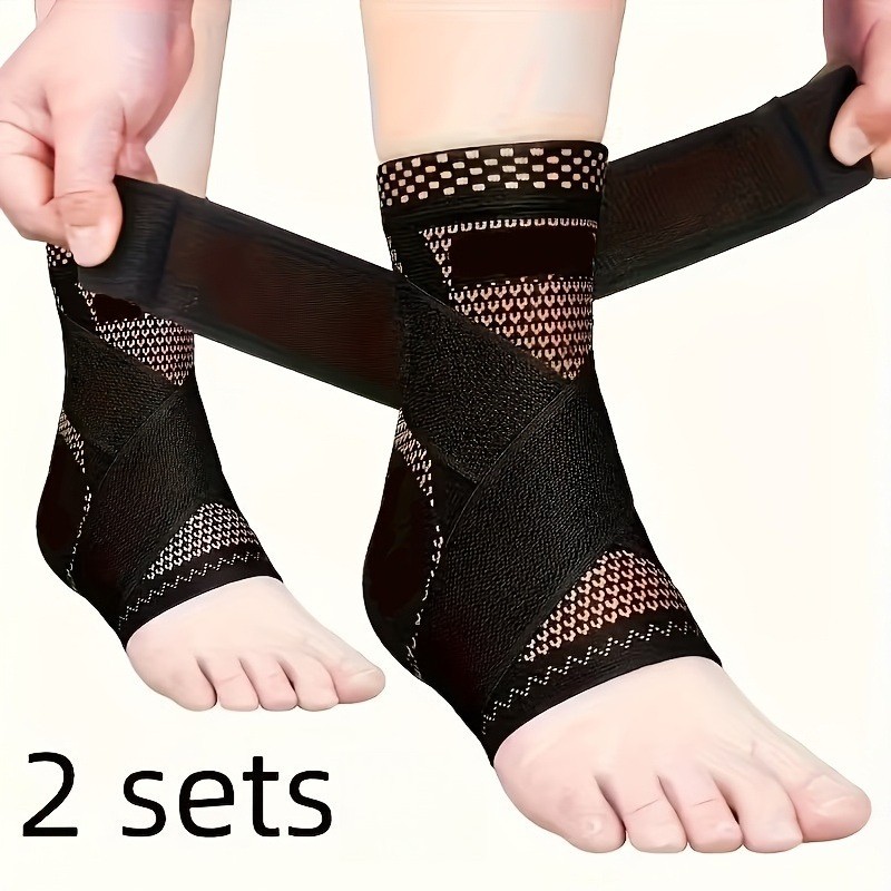 Adjustable Copper Compression Ankle Brace Support for Joint Pain & Sprain Relief