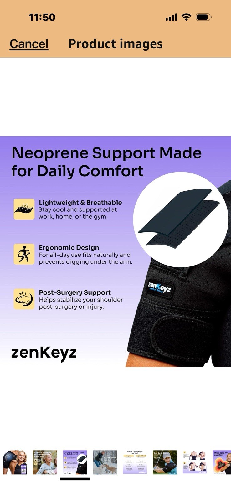ZENKEYZ Shoulder Brace Compression & Support Unisex Black Sm/Med NEW Sealed