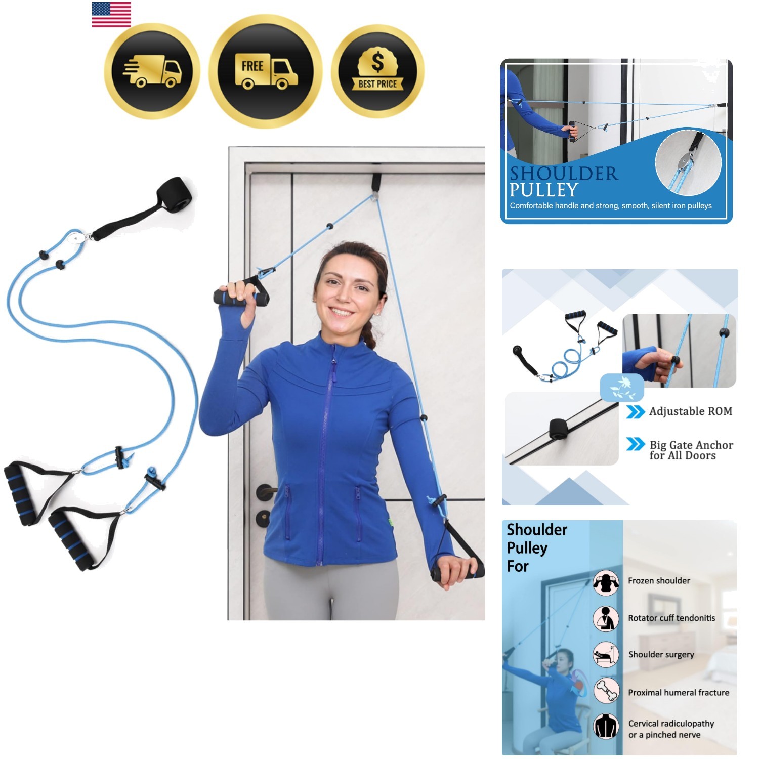 Shoulder Pulley Over The Door Physical Therapy System, Exercise Pulley for Ph…