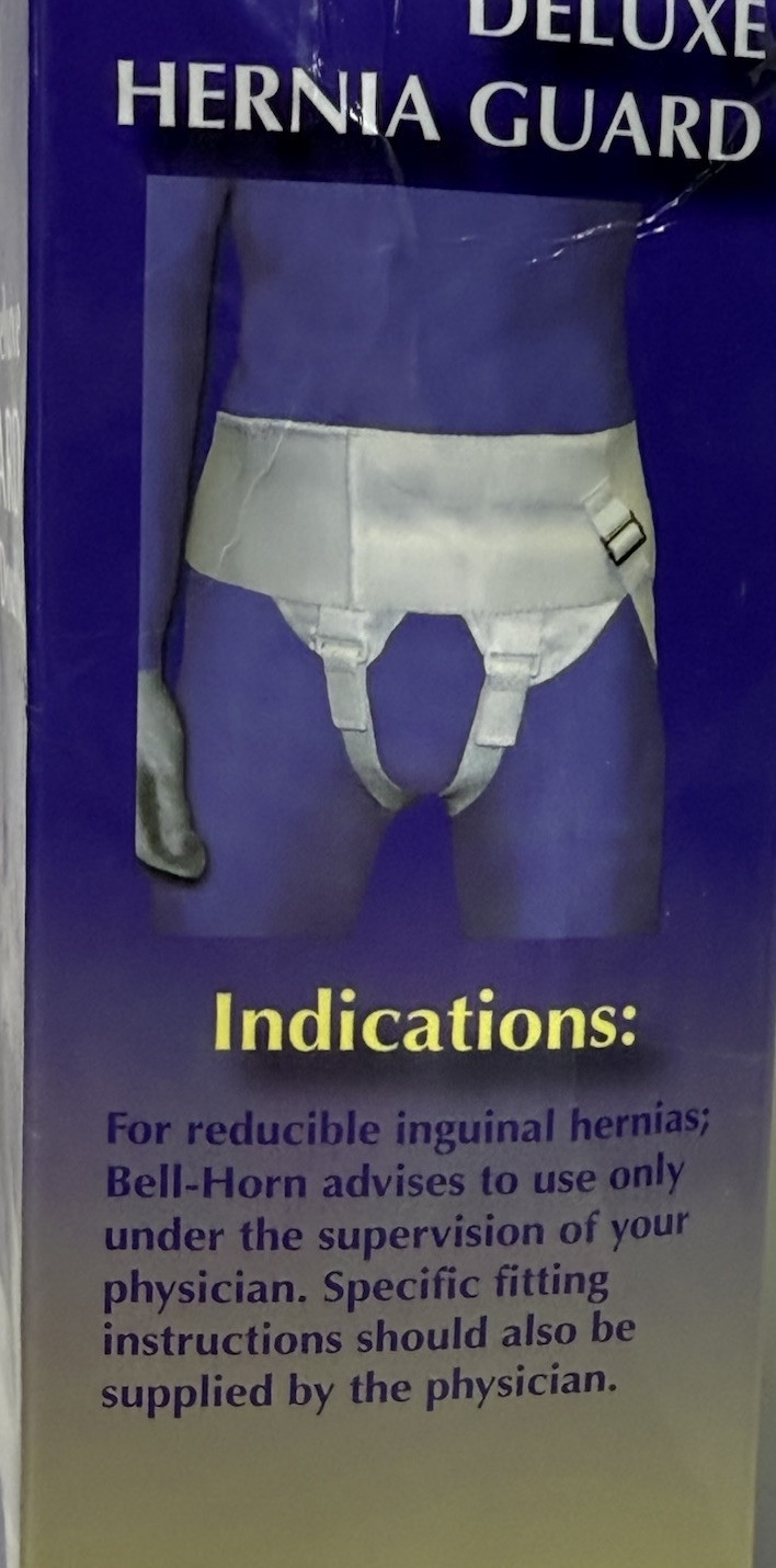 Bell-Horn Deluxe Woven Hernia Guard Support Belt Left Right Double Support XXL