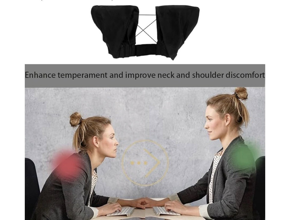 Adjustable Black Posture Corrector Back Shoulder Neck Support for Adults, M