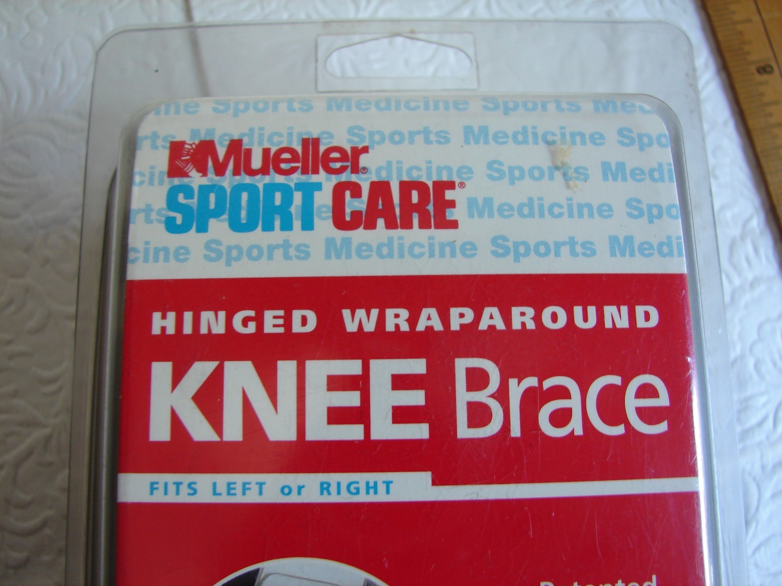 Mueller Hinged Wraparound KNEE BRACE, Sz Large, NOS NIP w/Patella Buttress