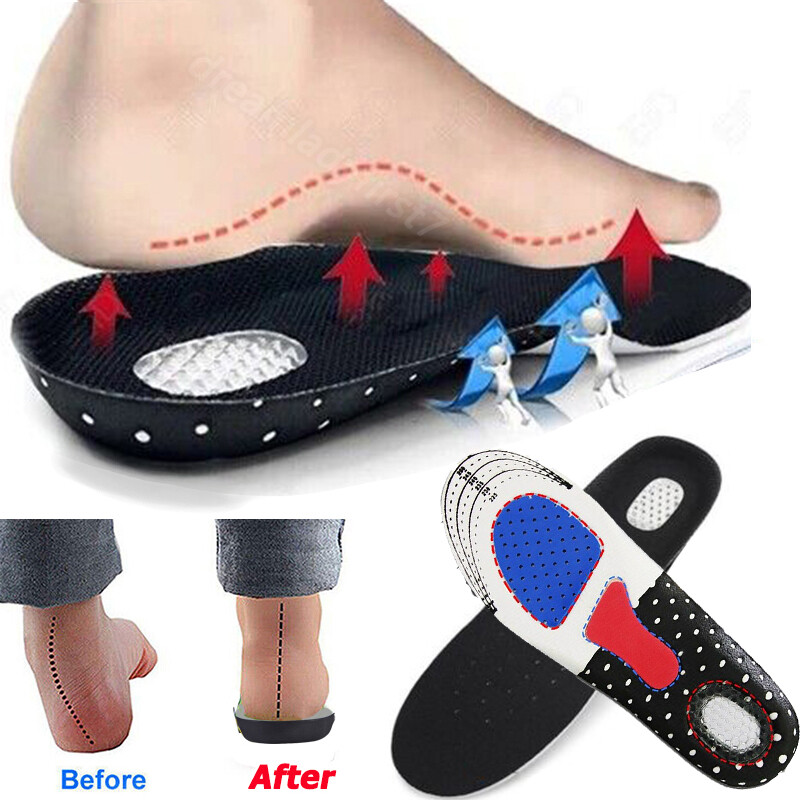 Gel Orthotic Sport Run Insoles Insert Shoe Pad High Arch Support Back Heel Pain