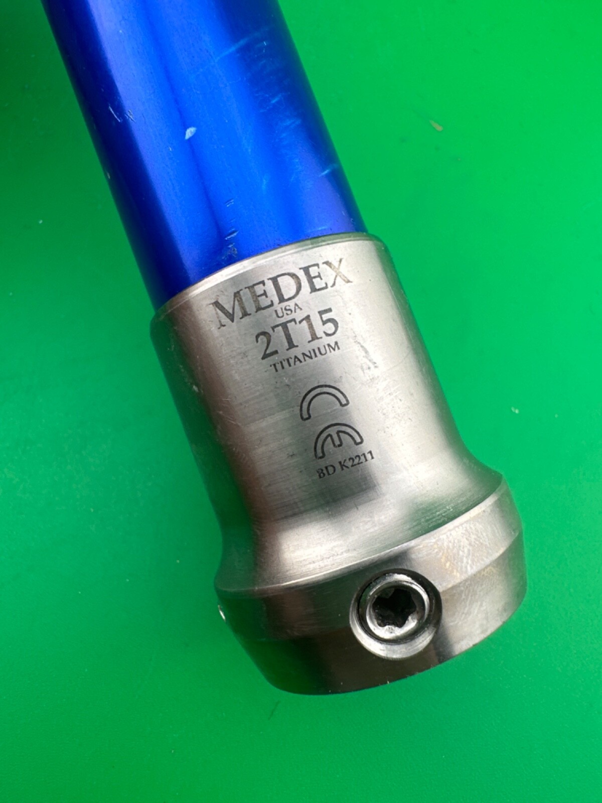 Prosthetic pylon with glued female receiver adapter. 30mm part. Medex