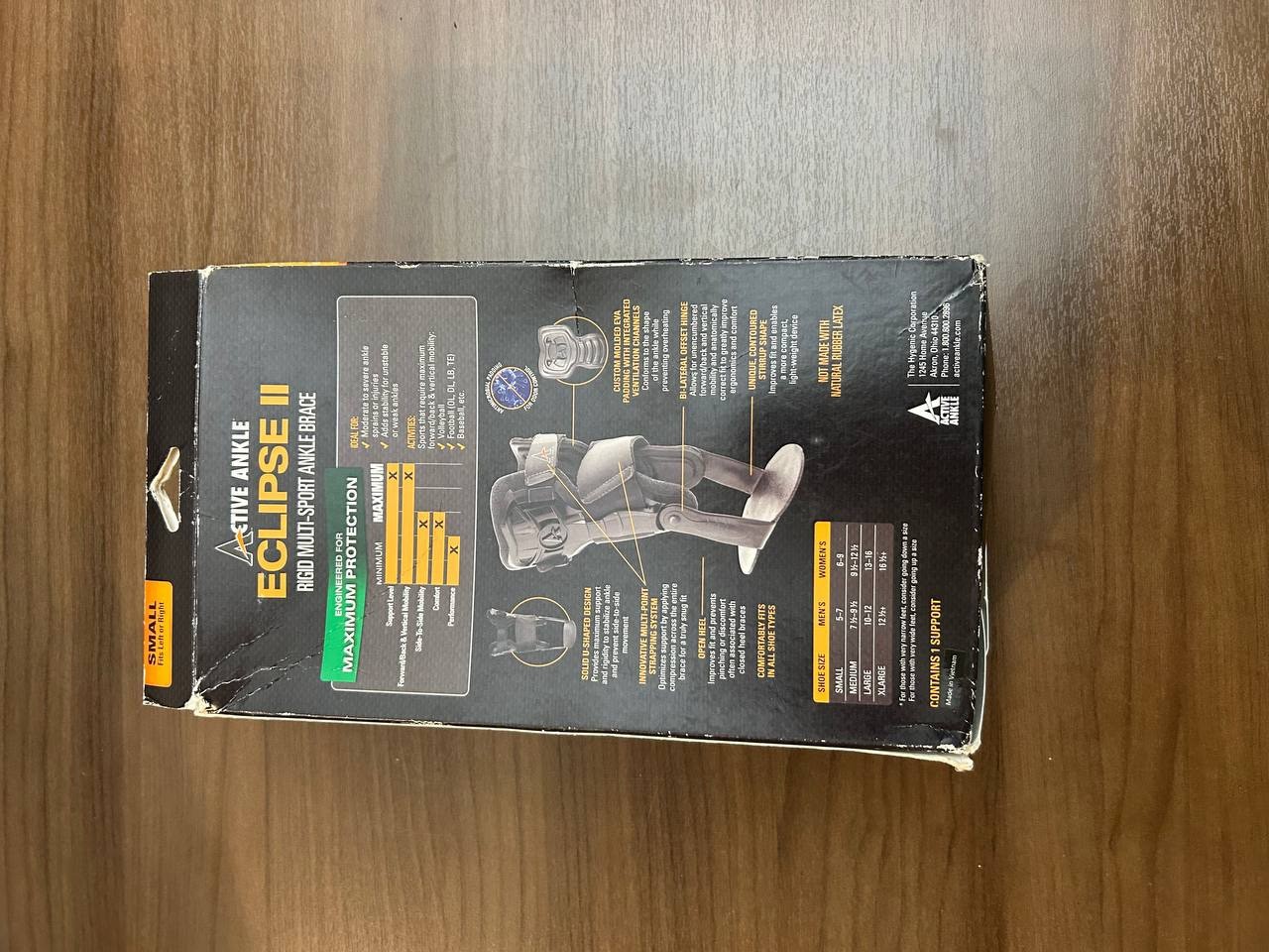 Active Ankle Eclipse II Rigid Ankle Brace Small – Maximum Support (Damaged Box)