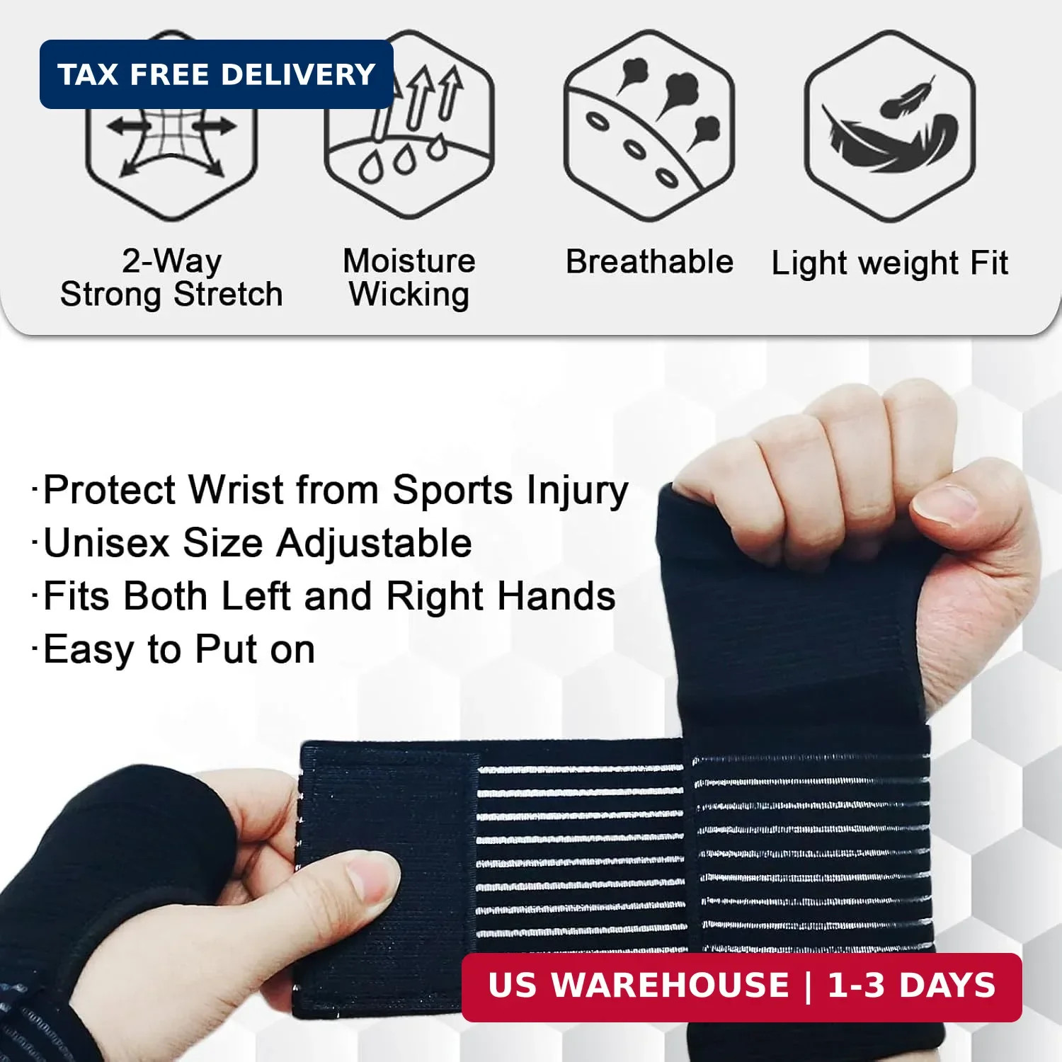 WOXVM 2 Pack Wrist Brace, Compression Wrist Support Splint for Women Men, Adjust