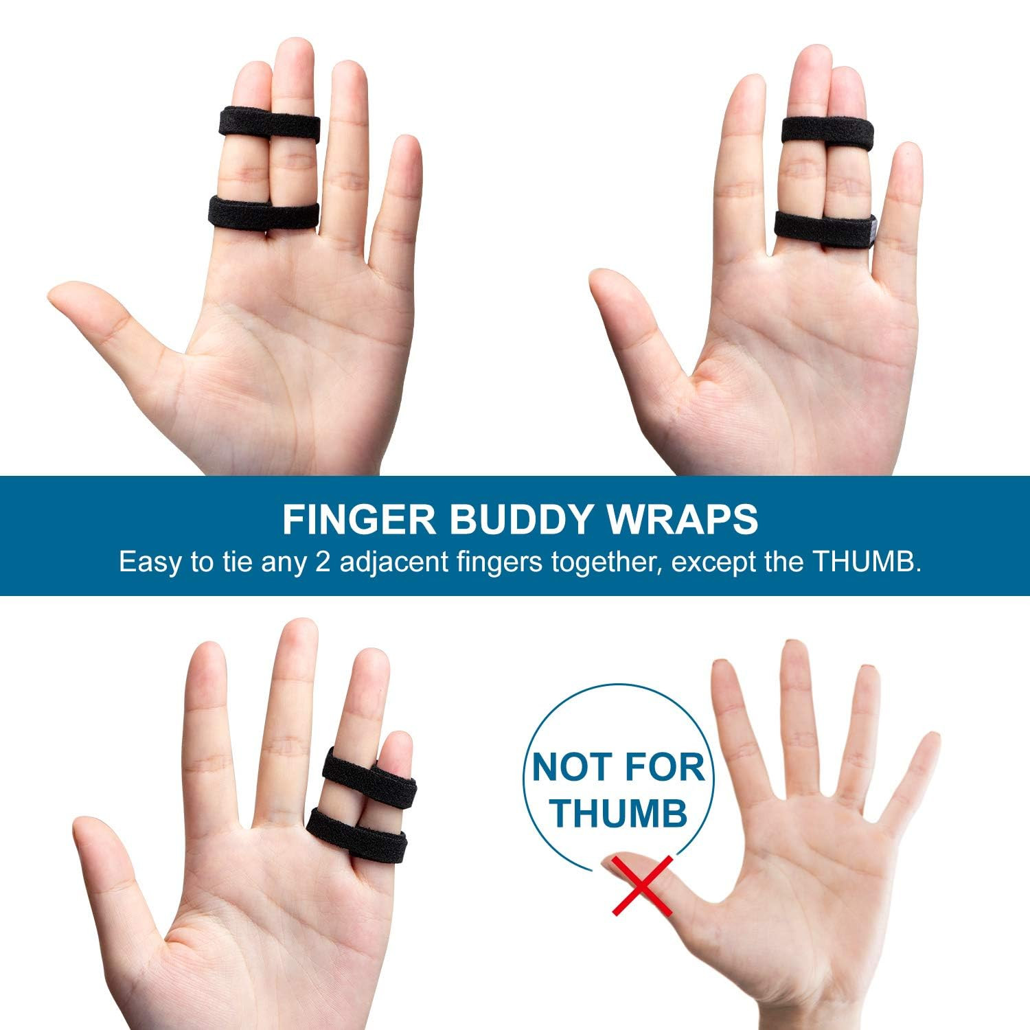 Finger Buddy Wraps, 6 PCS Finger Loops Tapes for Broken, Jammed, Swollen Finger