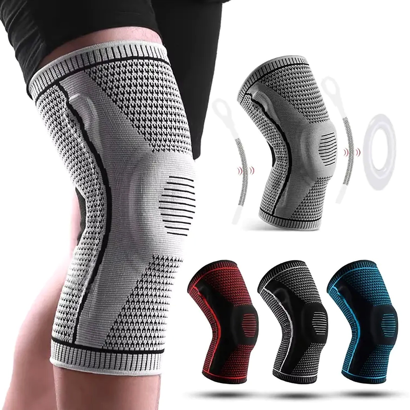 Knee Sleeve Compression Brace Support Meniscus Sport Joint Pain Arthritis Relief