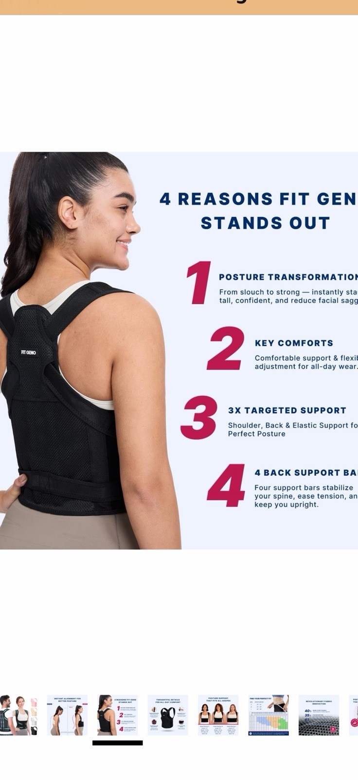 **Fit Geno Back Brace Posture Corrector – Adjustable Full Back Support for Men &