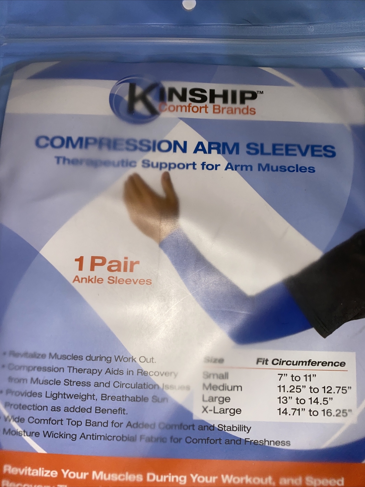 Kinship Comfort Brands Arm Sleeves Compression Sleeve X-Large, White. New