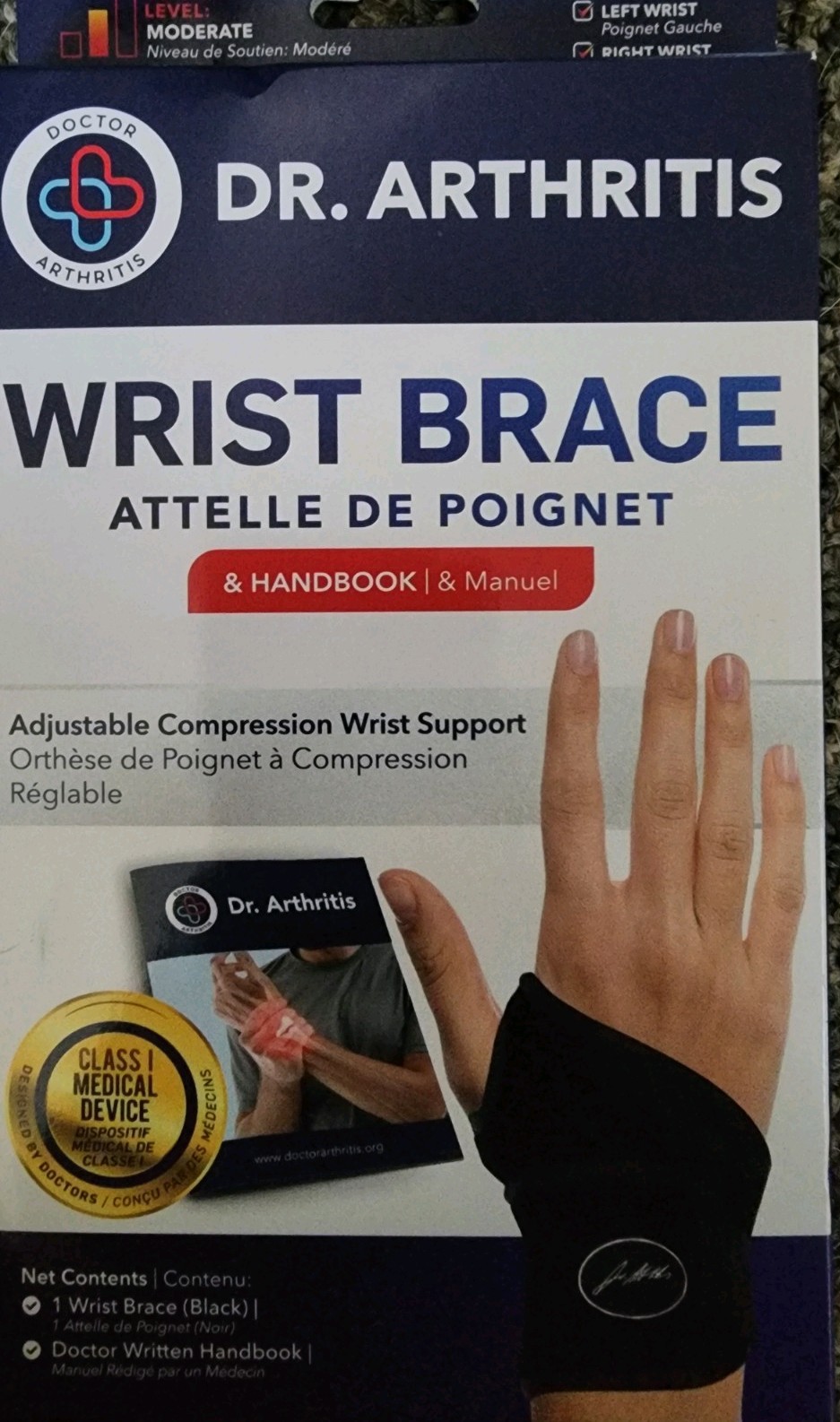DR. ARTHRITIS COPPER LINED WRIST BRAC. universal size. LEFT OR RIGHT