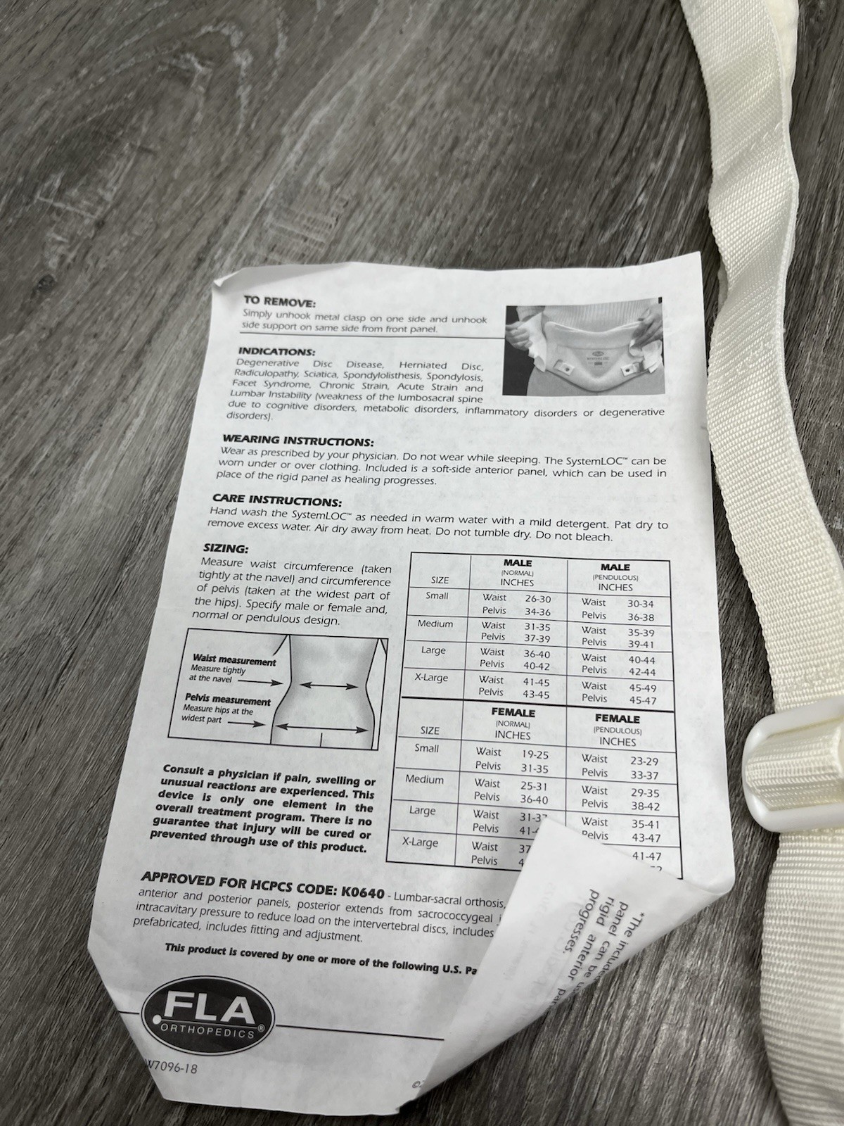 System LOC Decompressor LSO Spinal Orthosis Size Male Normal X-Large White