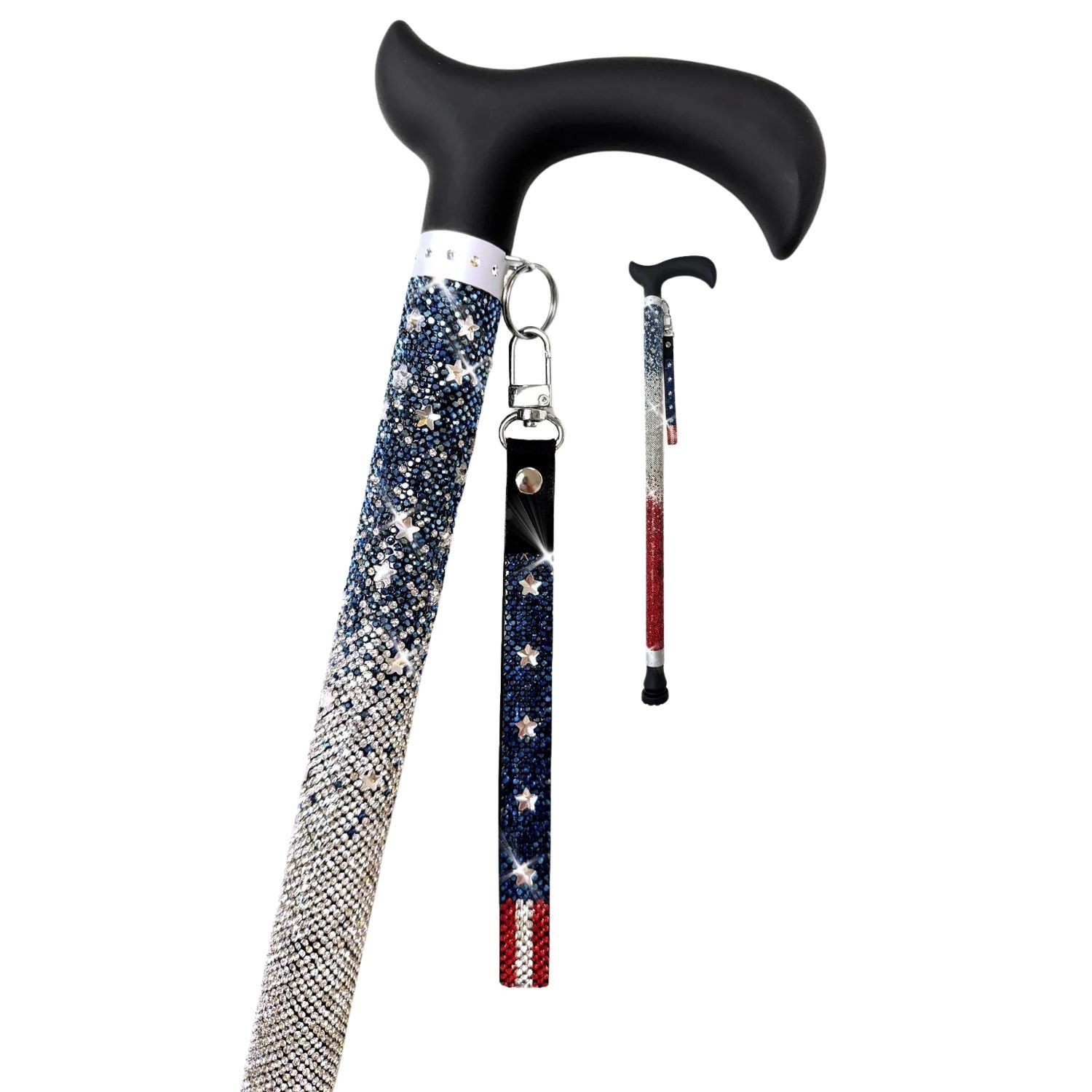 Jacqueline Kent American Adjustable Crystal Rhinestone Sugar Walking Cane