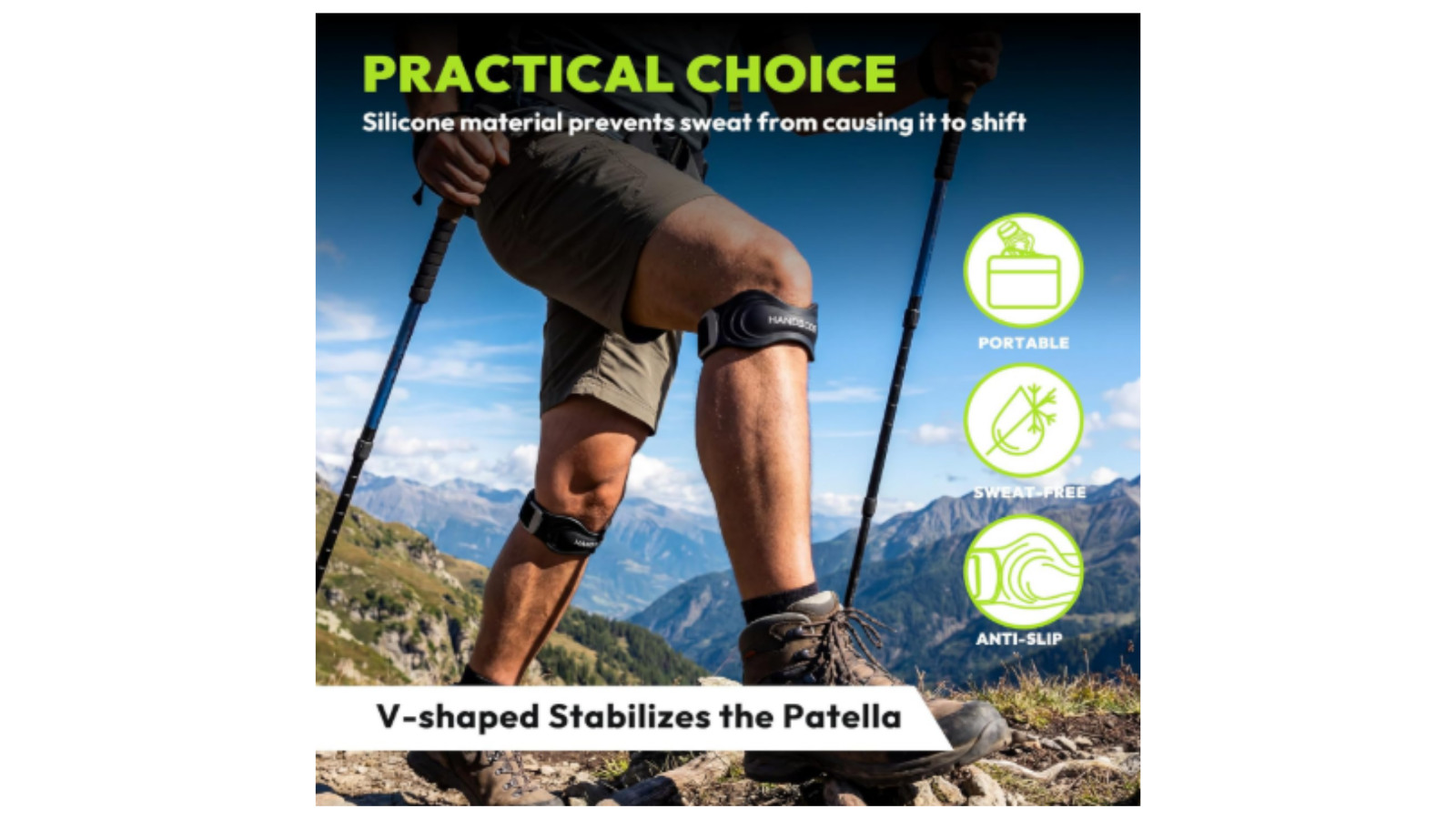 Patellar Tendon Support Strap Adjustable Silicone Knee Brace for Men Women
