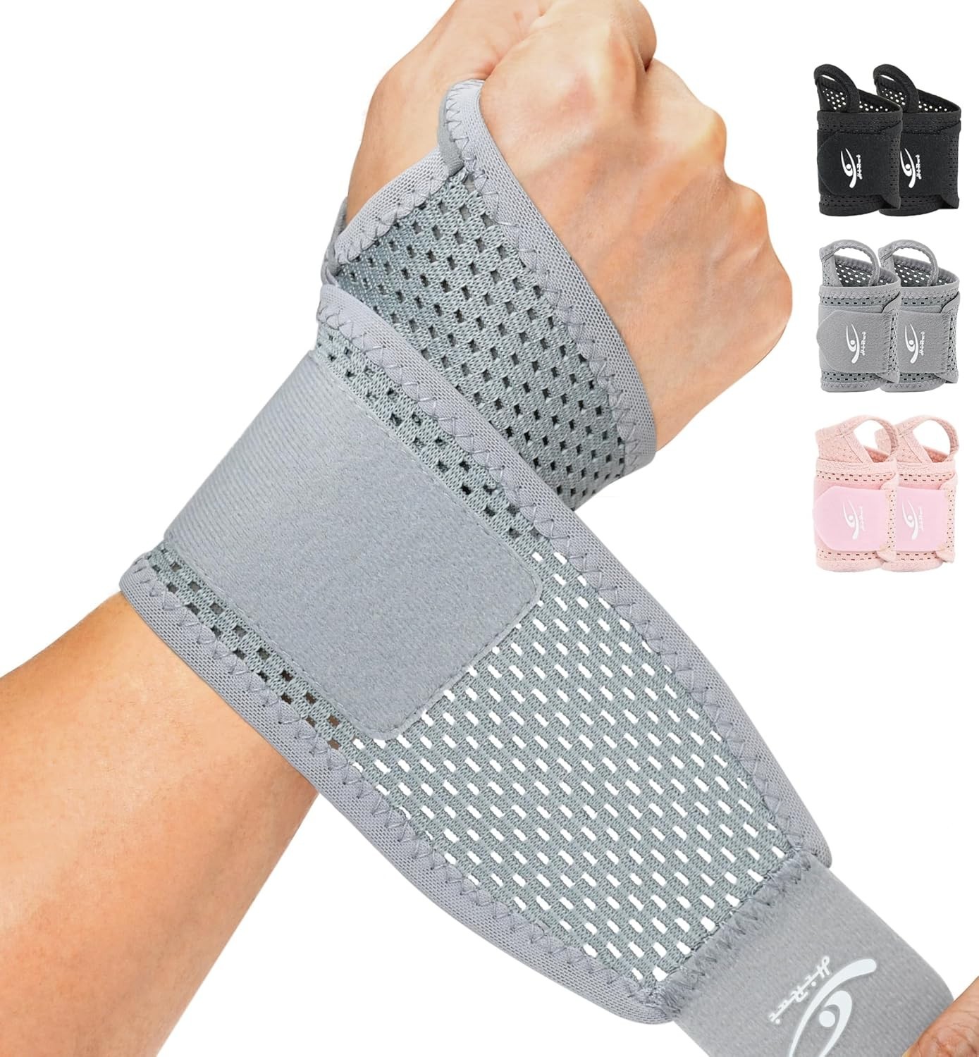 Wrist Support Brace Adjustable Mesh 2-Pack Pain Relief Carpal Tunnel Tendonit…