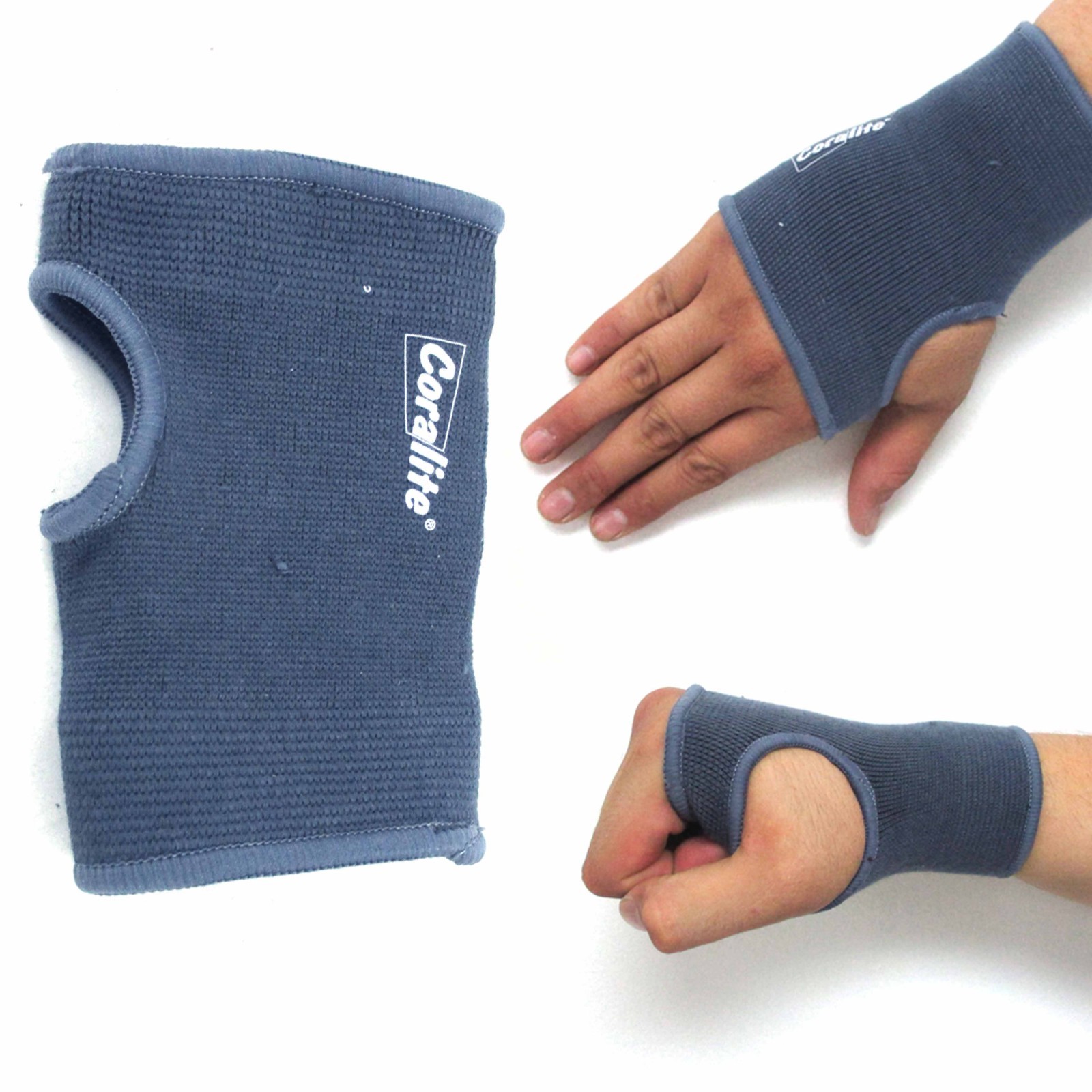 Elastic Wrist Hand Support Brace Compression Strap Unisex Left or Right Grey