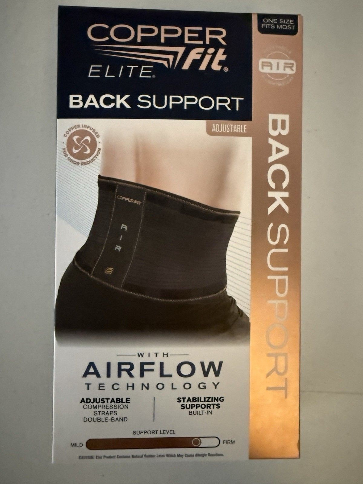 Copper Fit Elite Back Support Brace Copper Infused Adjustable Airflow One Size